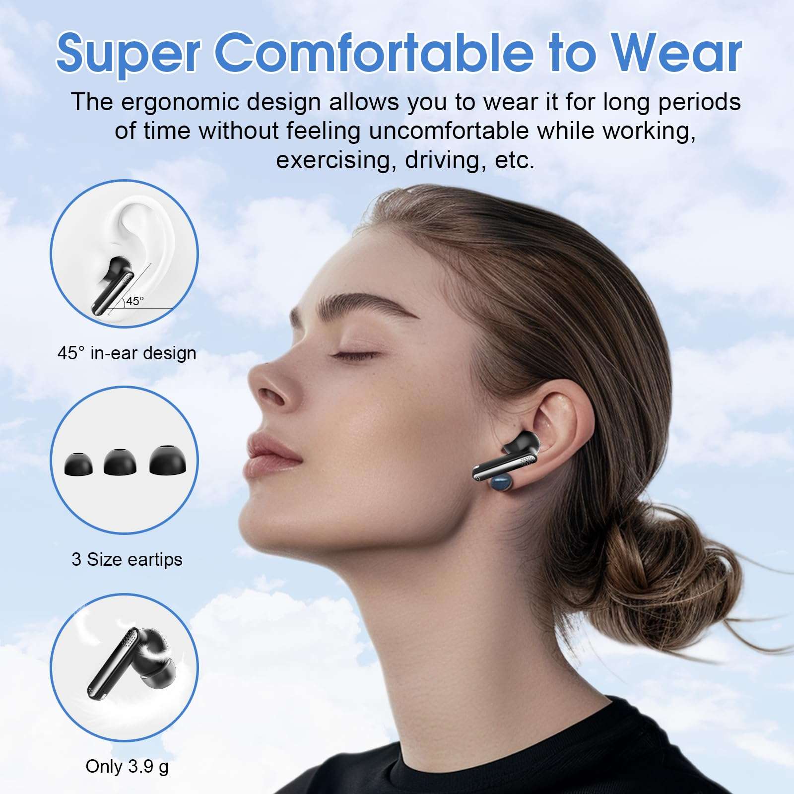 SKIUDCT Wireless Earbuds Bluetooth 5.3 Headphones 48H Playback Deep Bass Stereo Ear Buds with HD Mic LED Display in Ear Earphones IP7 Waterproof Earbuds for Laptop Pad Android/iOS Phones Yellow 5