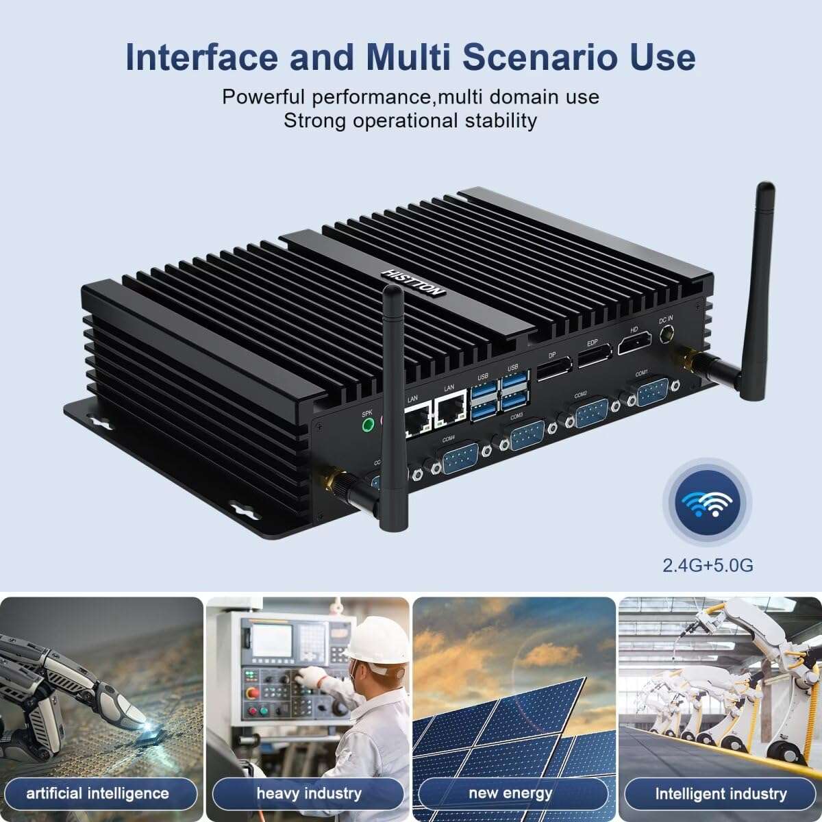 HISTTON Industrial PC Mini Desktop PC, DDR4 Quad Core i7-8550U, 32GB RAM 512GB SSD 1TB HDD, 4 RS232 COM+2 RS232/485 COM, 2 LAN, HDMI, DP, EDP, LPT, WiFi, Windows 11 Pro/Linux Ubuntu 6