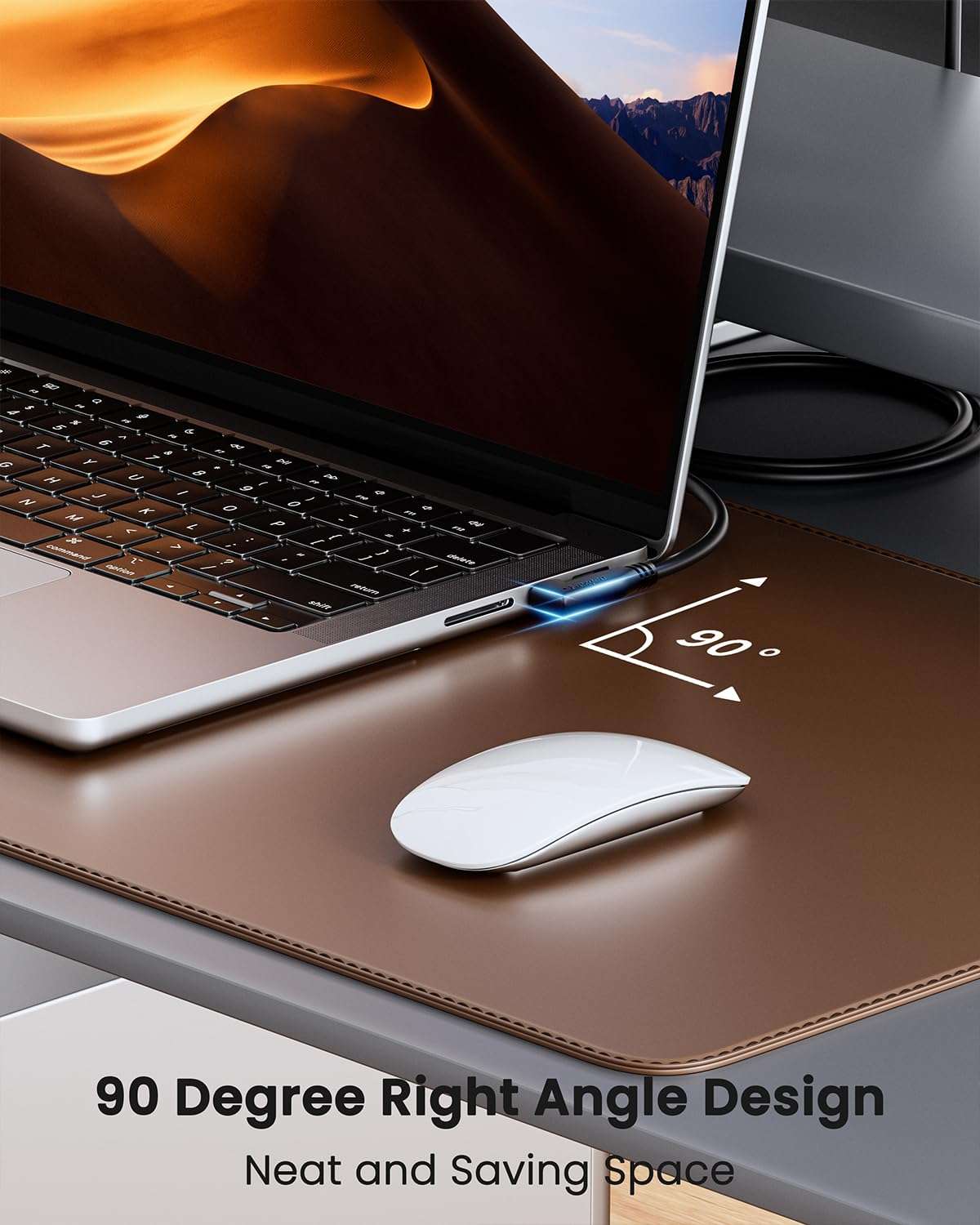 Fasgear USB 4 Cable 240W Thunderbolt 4 Right Angle USB C to USB C 4.9ft, 100W/60W, 8K HD Display 40Gbps PD3.1 Fast Charging Compatible With Thunderbolt 3/4, MacBook eGPU SSD 6