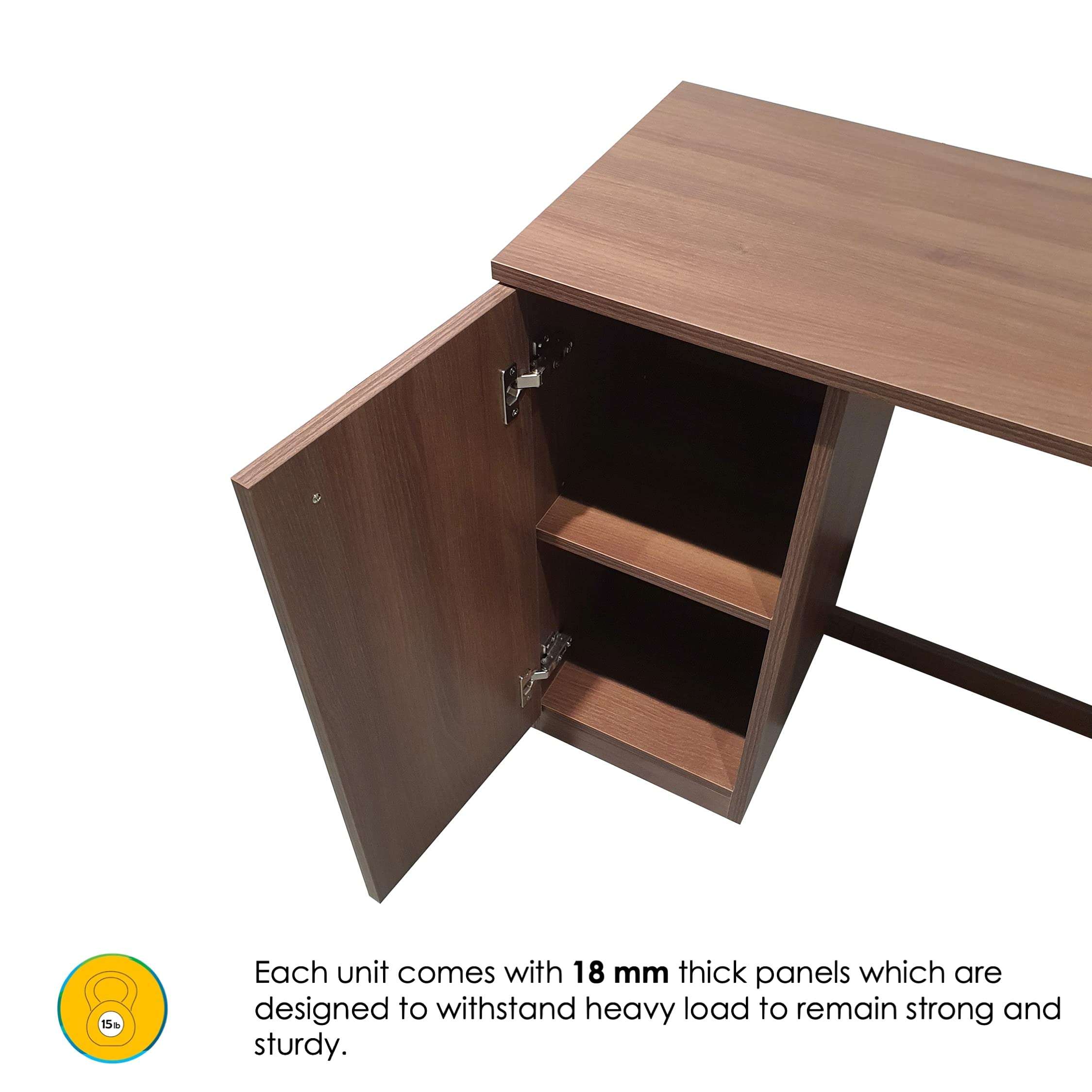 Akshni Atria Office Table, Study Table, Laptop Table, Computer Table, Desk for Home & Office, with 4-Shelves & Closed Cabinet (Mocha Walnut Finish) 4