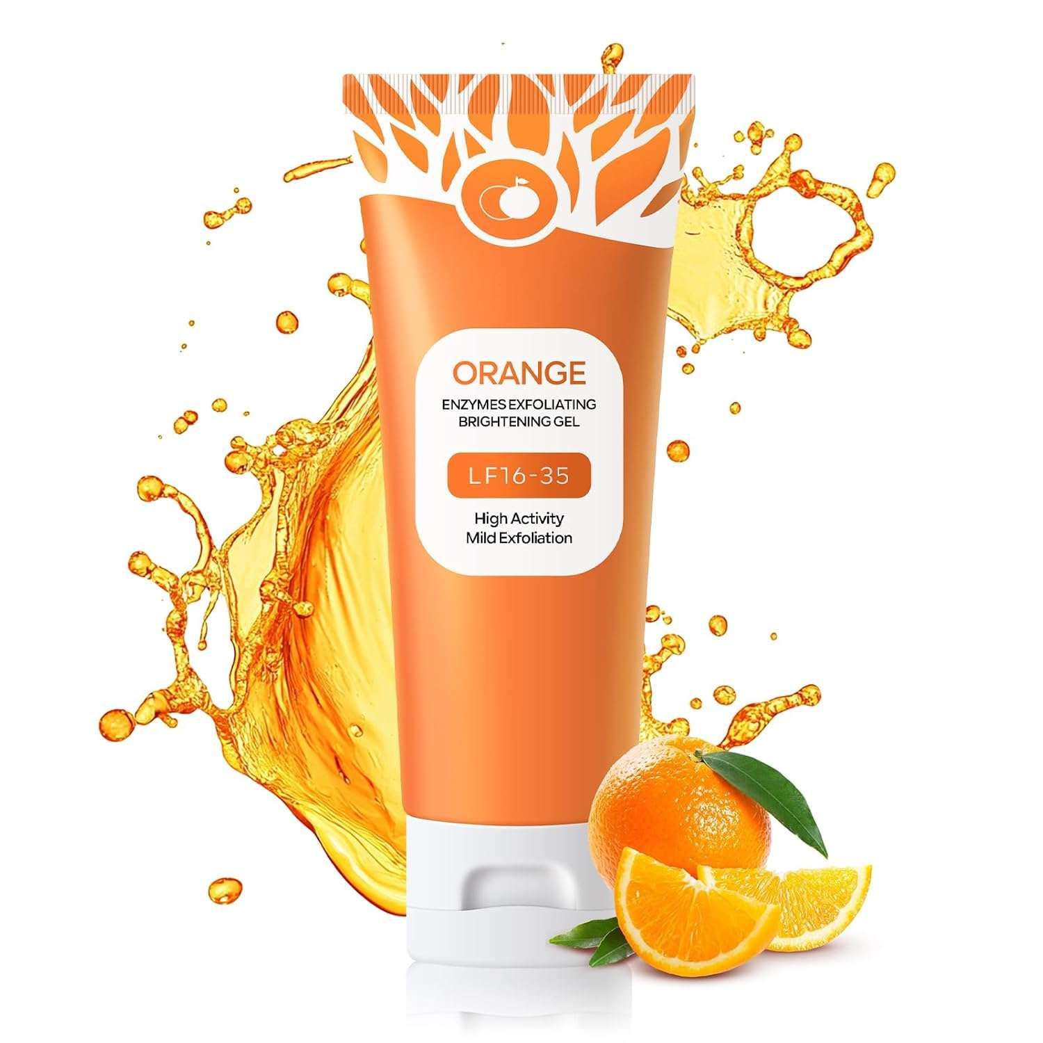 COZIESS Orange Exfoliating Gel for Face & Body - Deep Cleansing Moisturizing Scrub with Enzymes, ExfoliatorOrganicFacial Formula to Remove Blackheads & Smooth Skin, Suitable for All Skin Types