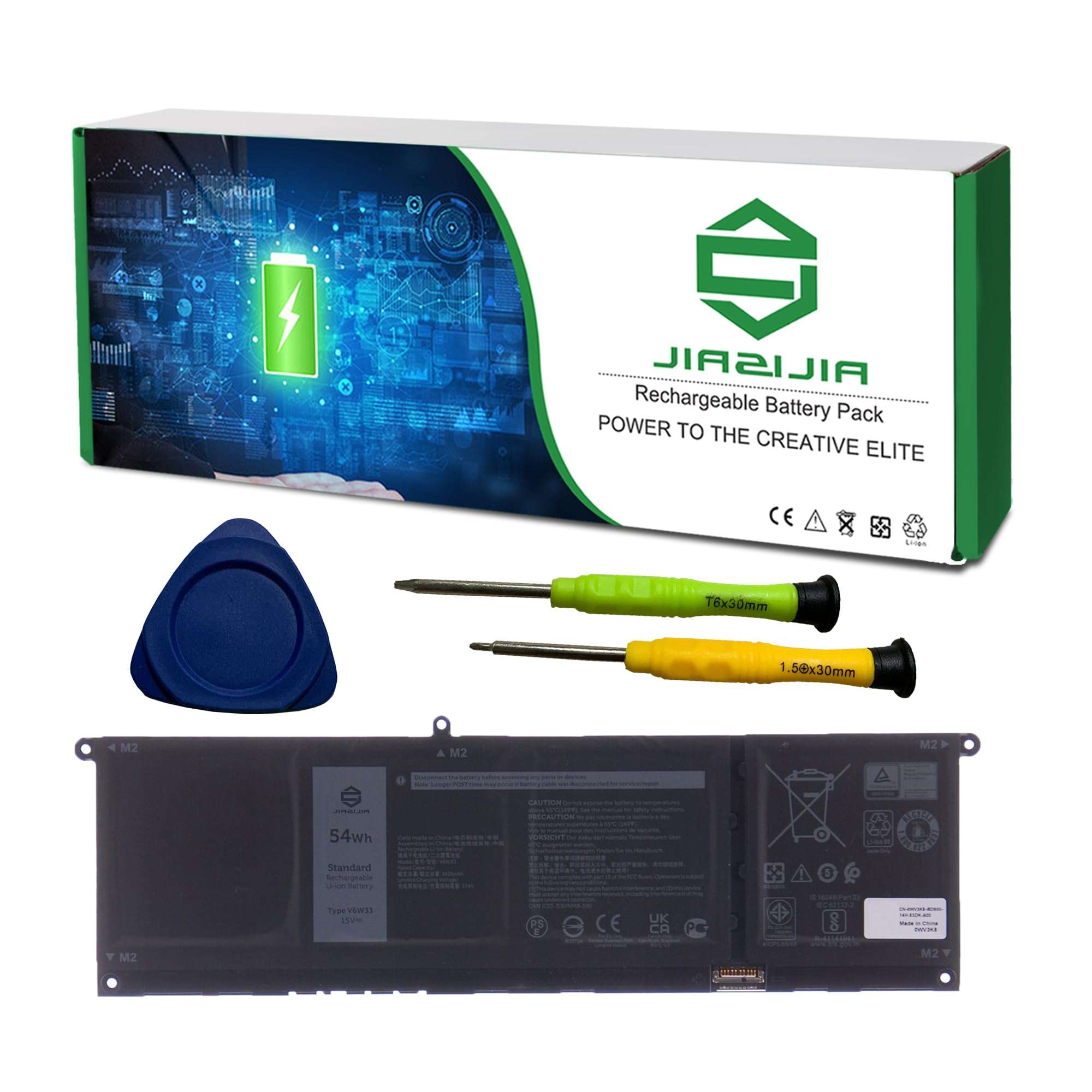 JIAZIJIA V1P4C FMXMT Laptop Battery Replacement for Dell Chromebook 13 3380 Inspiron Chromebook 7486 Series Notebook VIP4C 0FMXMT 7.6V 56Wh 7000mAh 1