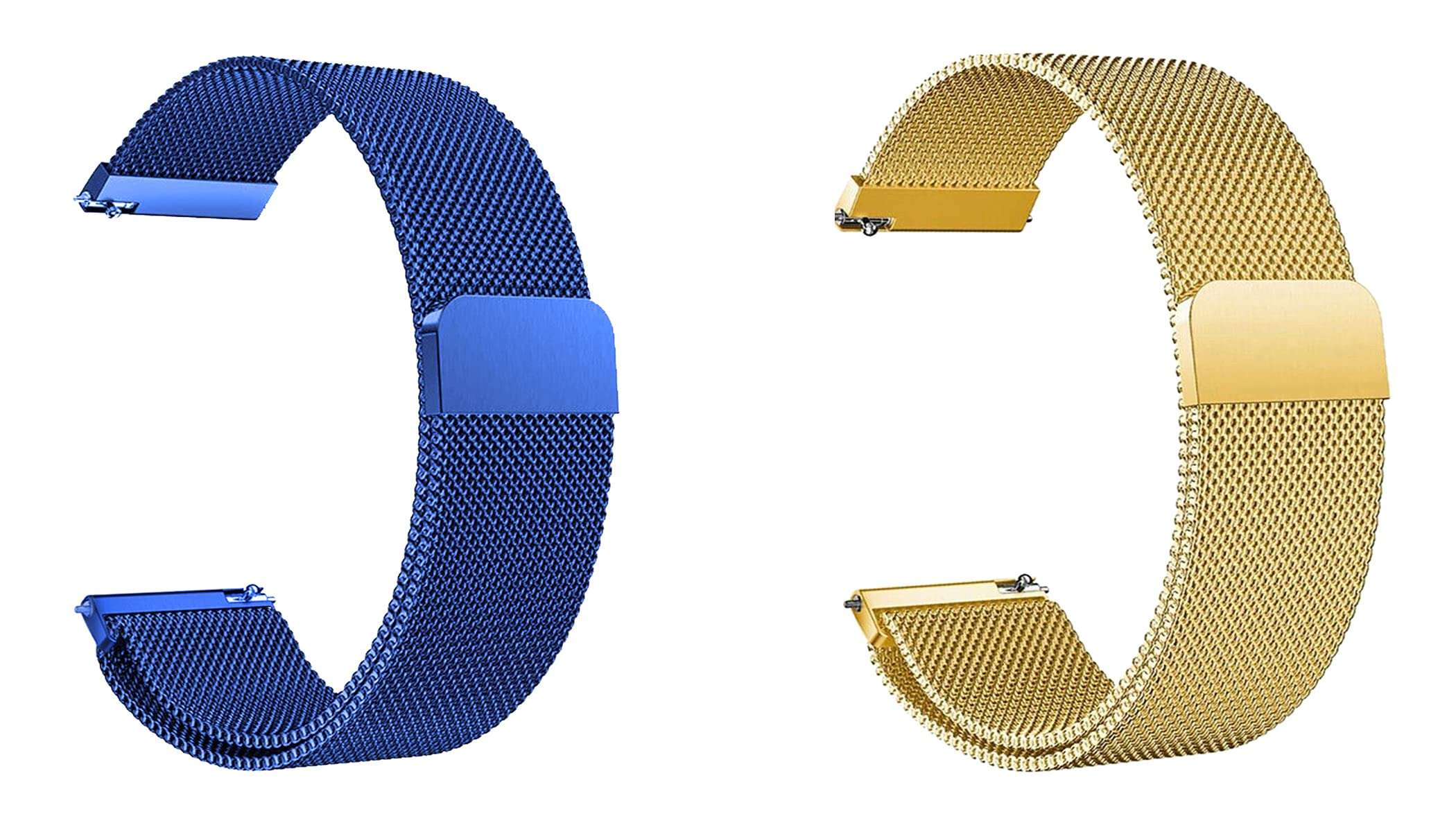 ACM Pack of 2 Watch Strap Magnetic Loop Compatible with Noise Colorfit Pro 4 Alpha Smartwatch Metal Chain Band (Blue/Champagne Gold)