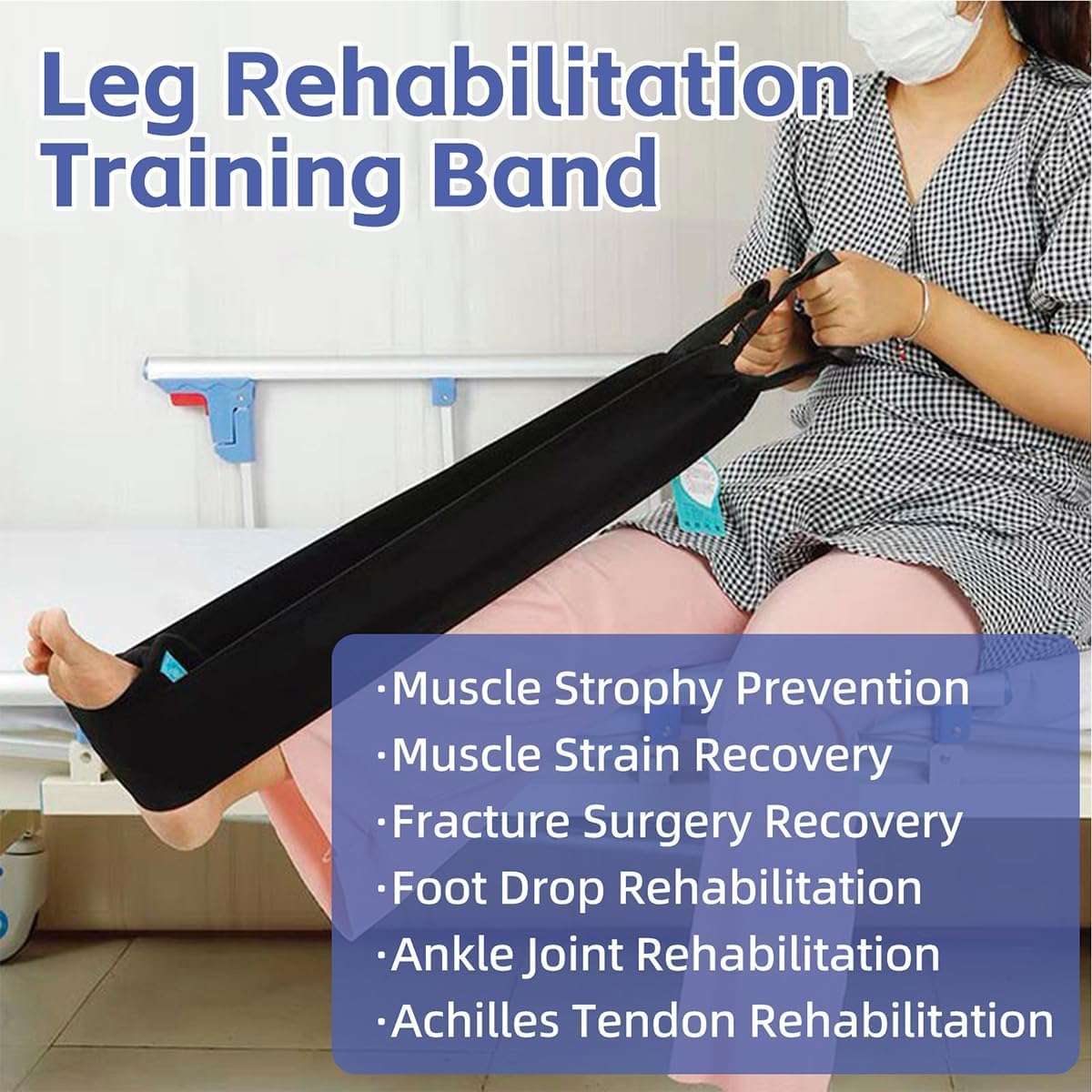 Leg Lifter Strap & Stretching Aid for Stroke Recovery, Hands-Free Physical Therapy Band for Elderly & Bedridden, Leg Rehabilitation Equipment for Knee/Hip Surgery & Foot Drop (1 Foot+ Waist Belt) 4