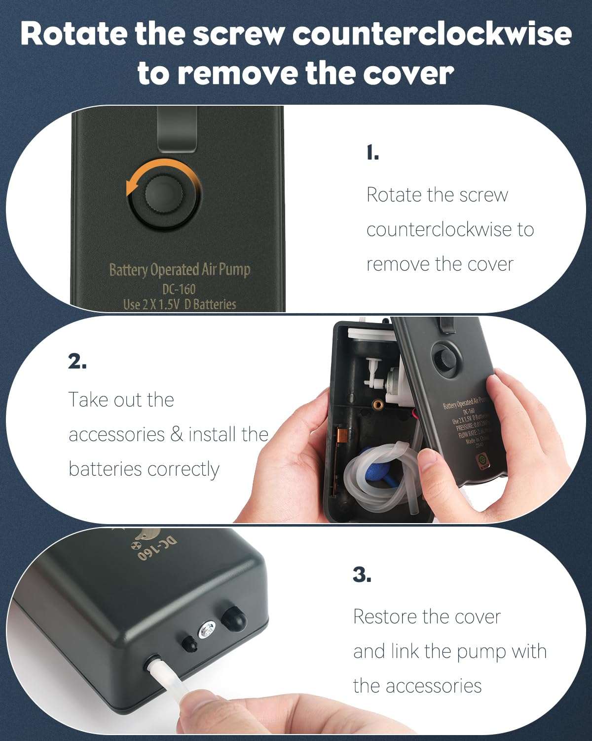 Uniclife Battery Operated Air Pump 40 GPH Aquarium Portable Outdoor Aerator for Fish Tanks up to 30 Gallon – Battery Not Included (with Air Stone and Airline Tubing Accessories Inside The Pump Body) 2