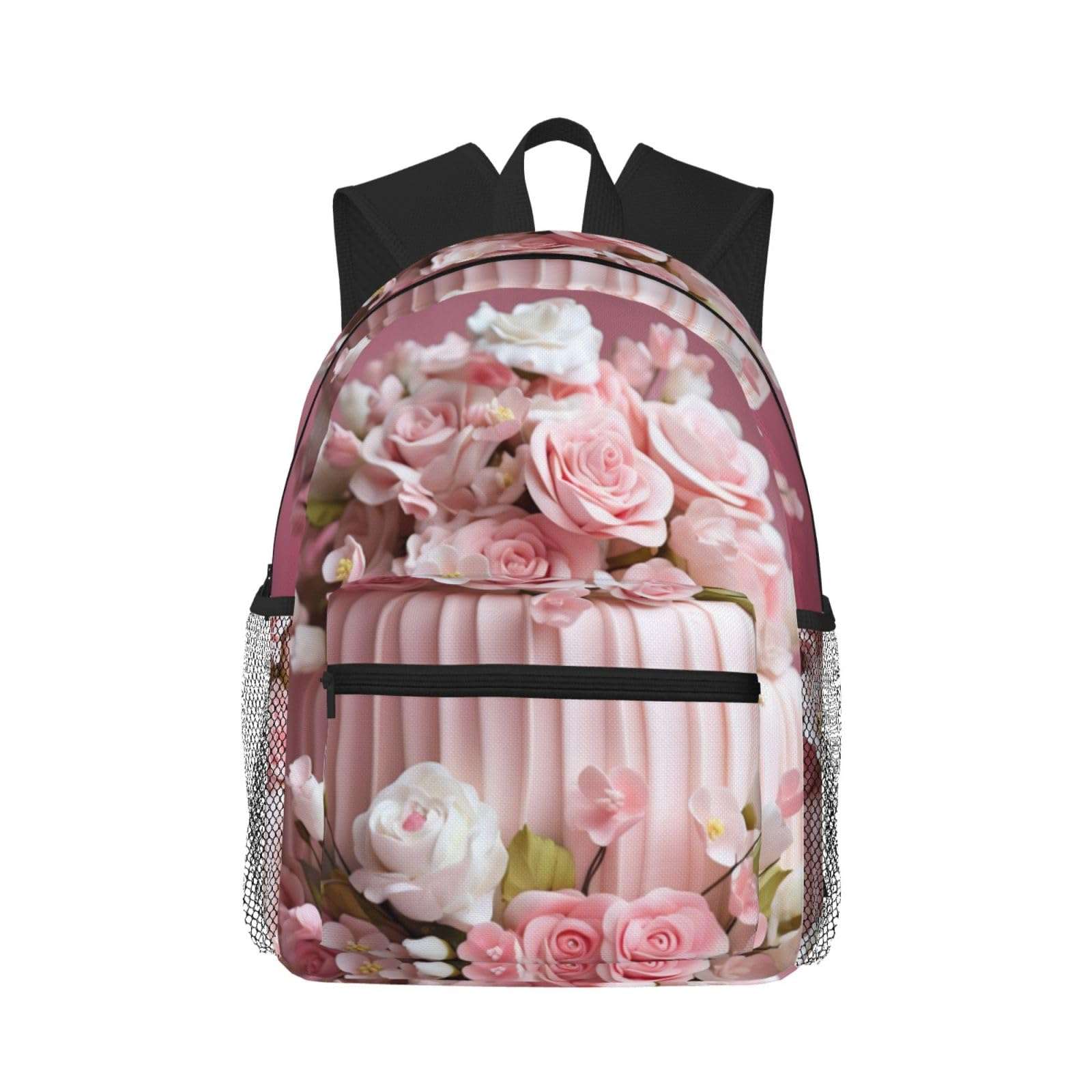 ASSORT Beautiful Flower Cake Print Laptop Backpack Anti Water Bag For Men Women, Travel, College, Work, And Business 1