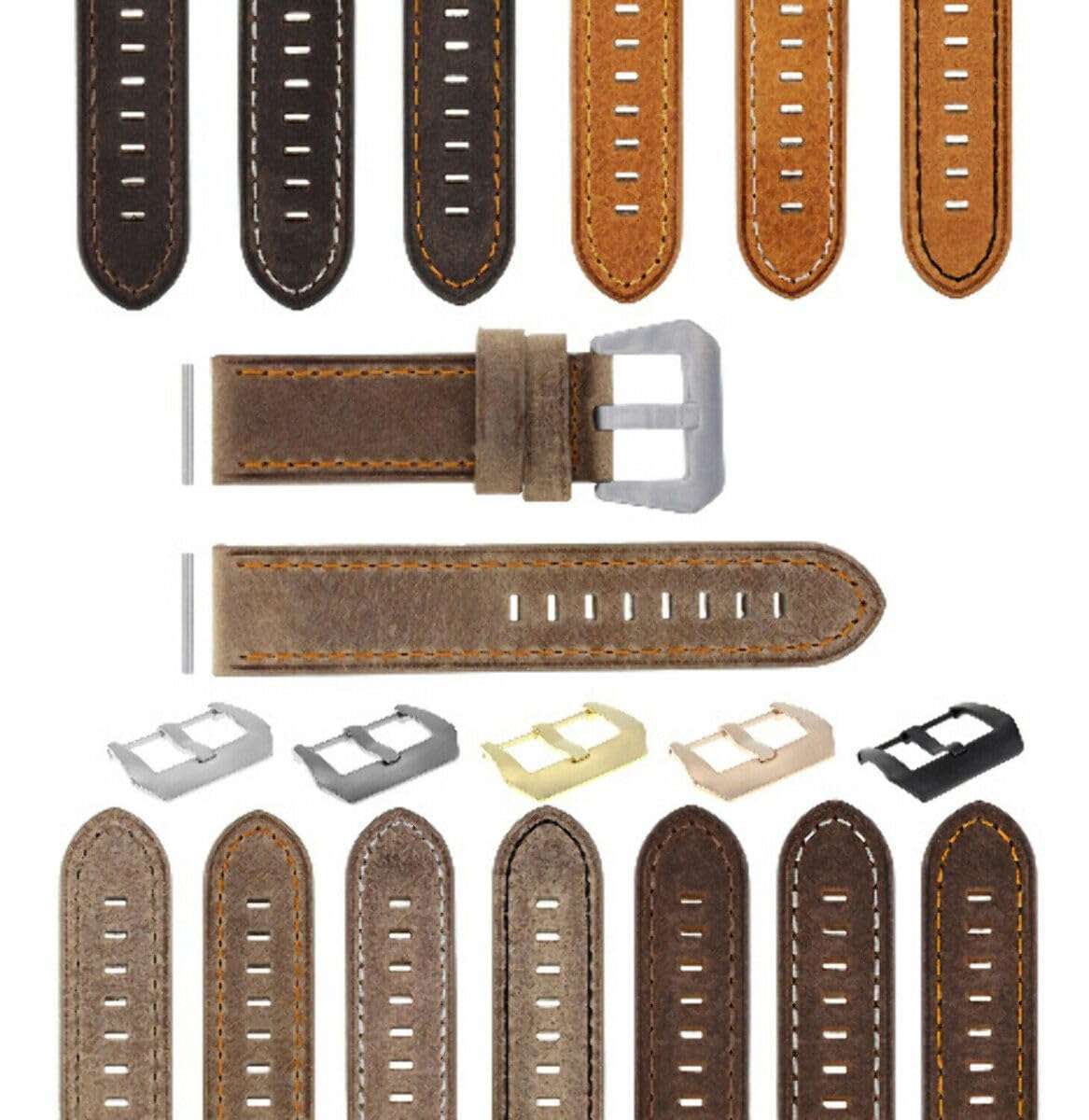 Ewatchparts 22-24mm Premium Leather Watch Band Strap Compatible With Pam 40 44mm Panerai GMT Watch 1