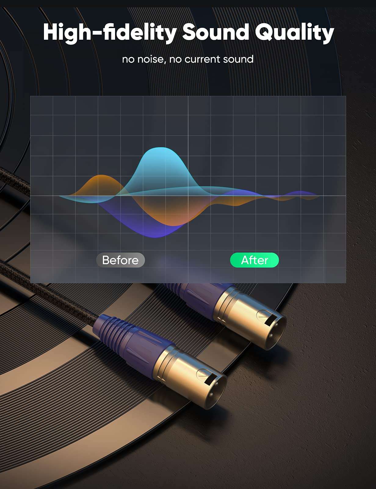 oldboytech 1 Pack XLR Cable 6.6Feet, [2021 Special Edition] 3Pin Balanced XLR Male to Male Microphone Cable, Hi-Fi for Mic, Speaker Systems, Camera, Amplifier, Equalizer, Mixing Console 2