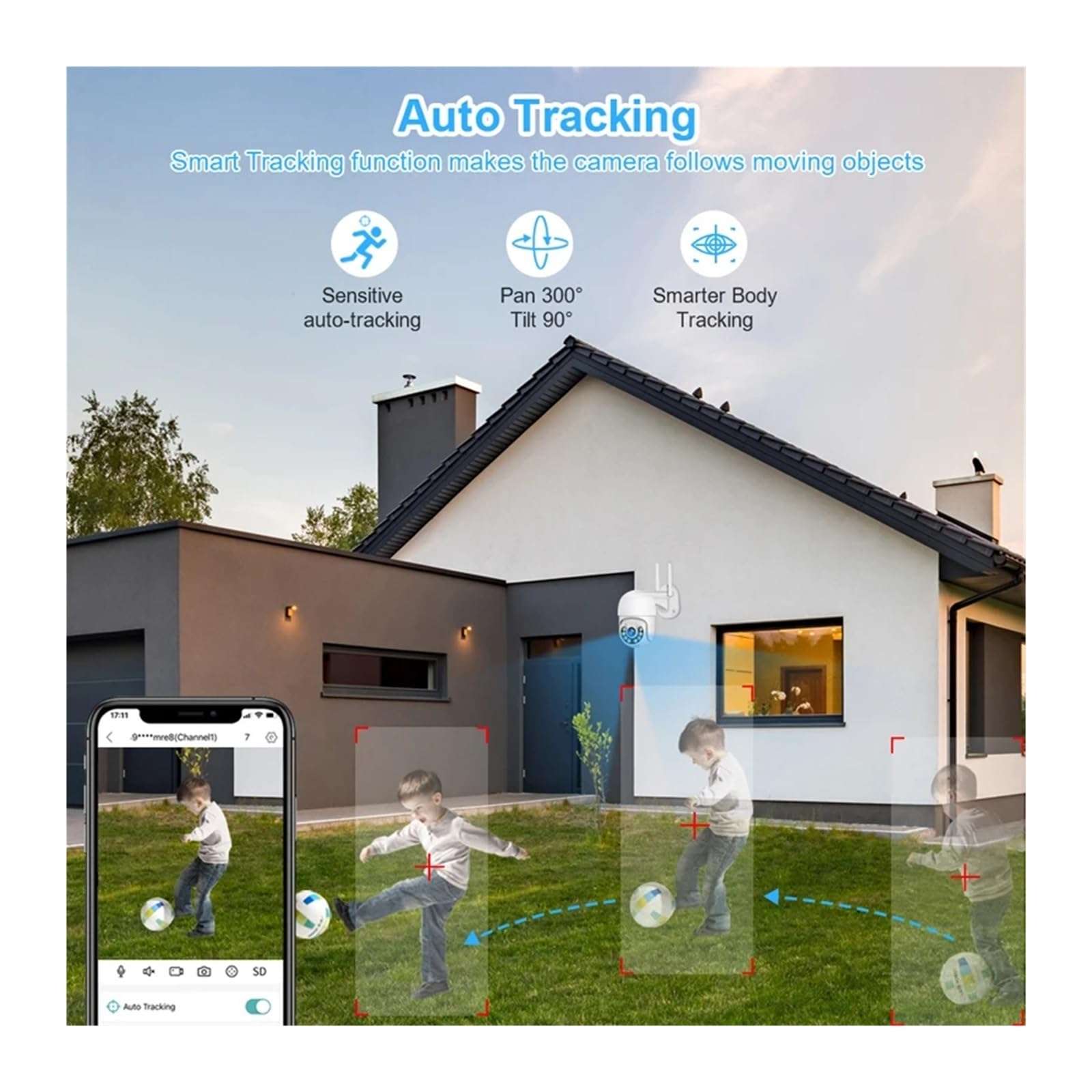 QDVOPHZA 10.1 Inch Monitor 3MP Wireless Surveillance Kit Outdoor WiFi IP PTZ Security Camera System 8CH NVR Kit Home Mornitoring Set(500g,8CH NVR 4 Cams 3MP) 5