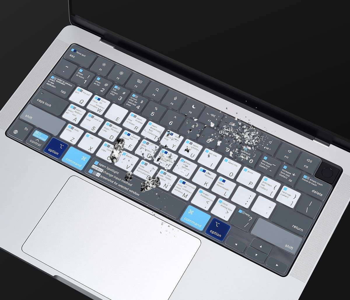 macOS Shortcut Keyboard Cover for MacBook Pro 14 16 inch M4 M3 M2, MacBook Air 15.3 inch M4 M3 A3241 A3114 A3112 A3401 A3113 A3403 A3186, MacBook Pro 14 M4 inch Keyboard Skin Protector, White Blue 4