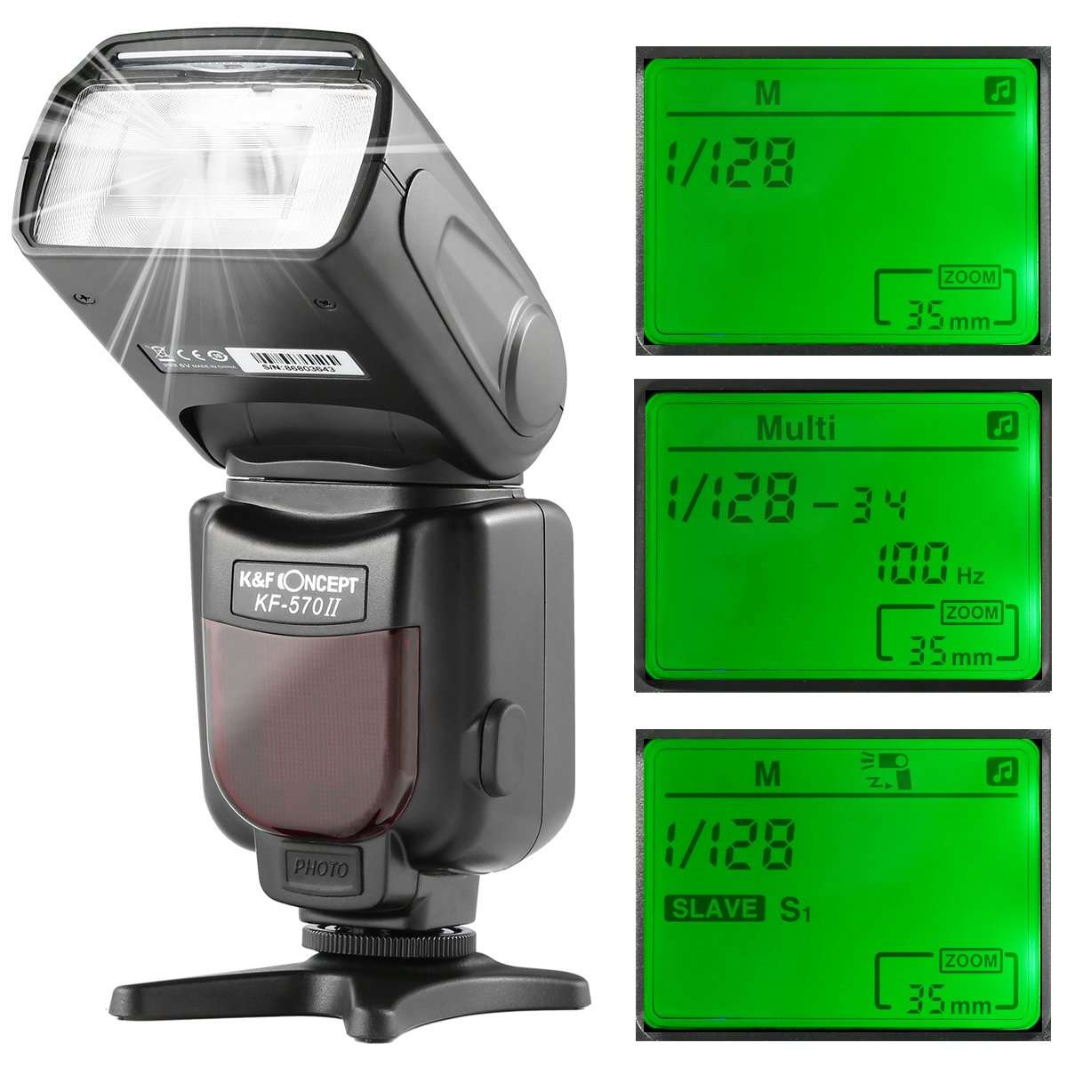 Macro Ring Light Flash, K&F Concept KF-150 E-TTL Speedlite LCD Display and Wireless Slave Function with 6pcs Adapter Rings Compatible with Canon DSLR Cameras 5
