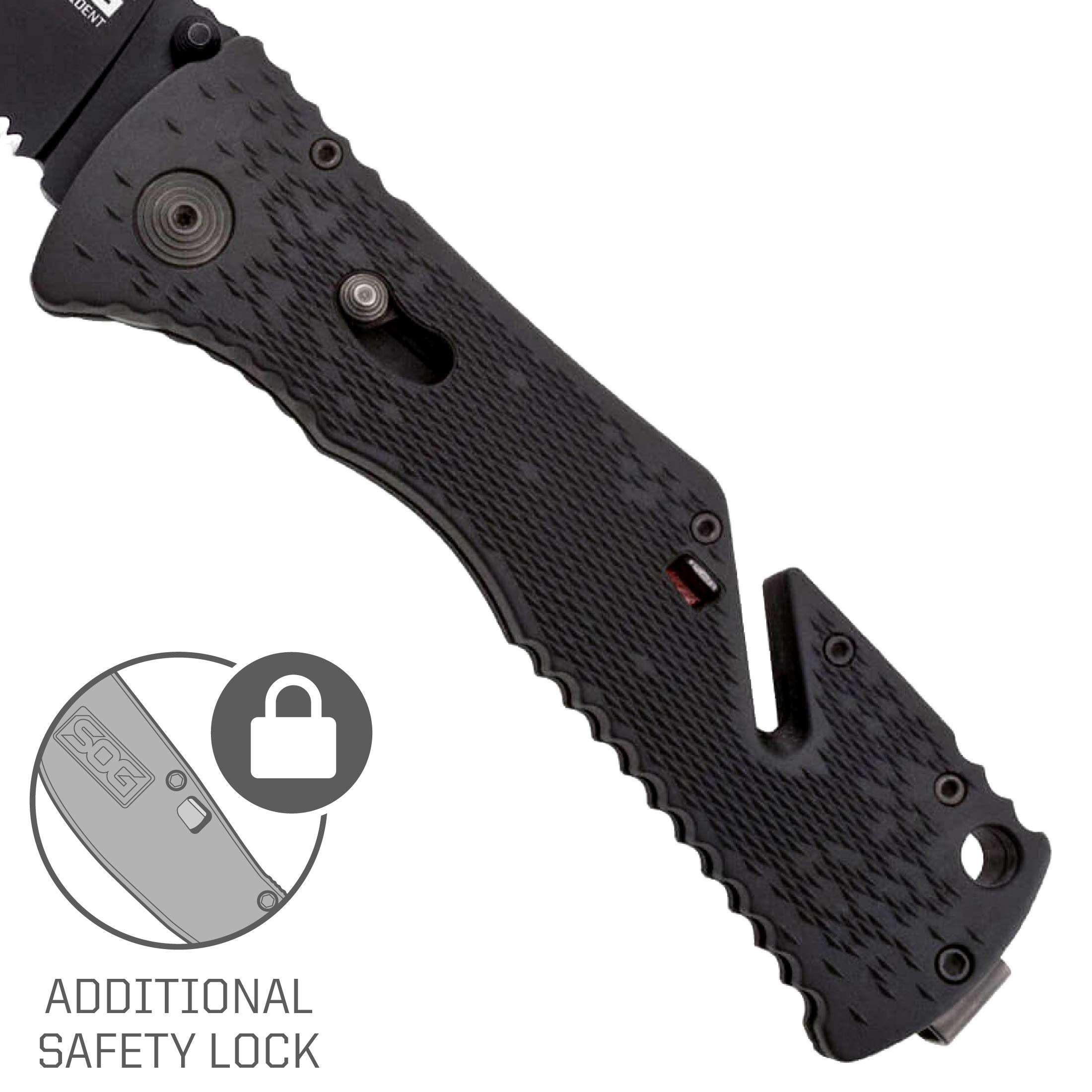 SOG Trident, Zytel Handle, Black TiNi Blade, ComboEdge 5