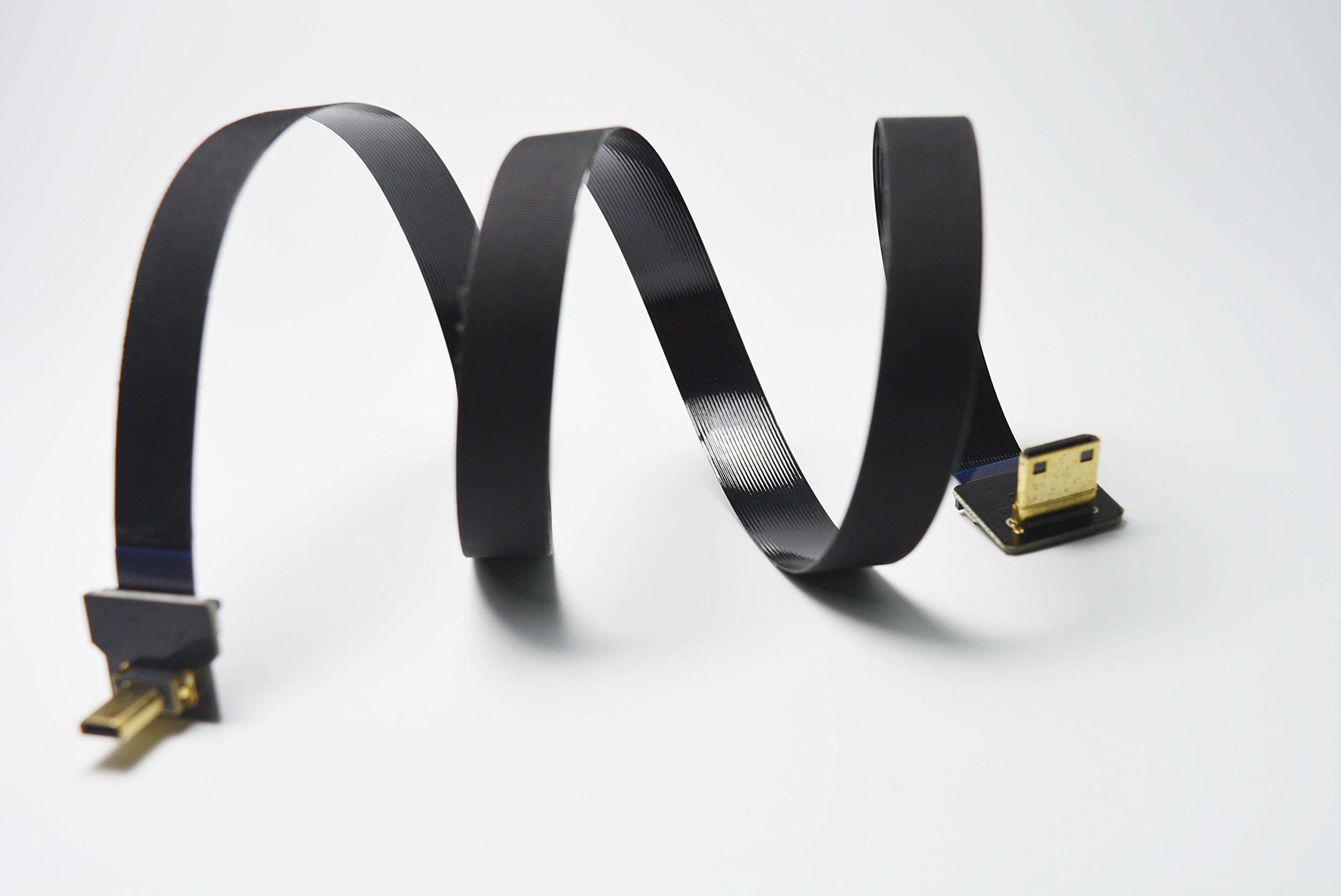 Permanent Black 50CM FPV Flat Slim HDMI Cable Micro HDMI Male 90 Degree Angle to Mini HDMI Male 90 Degree for brushless Gimbal handhold Gimbal dsrl Gimbal FPV Ground Monitoring FPV Aerial Photography 6