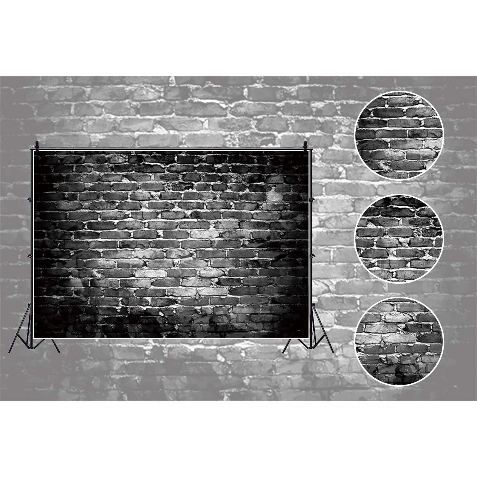 Old Black Brick Wall Photography Backdrop 10x8ft Grunge Gloomy Broken Brick Wall Photo Background Girls Boys Adult Portrait Baby Shower Birthday Party Event Decor Banner Photo Studio Props Vinyl 4
