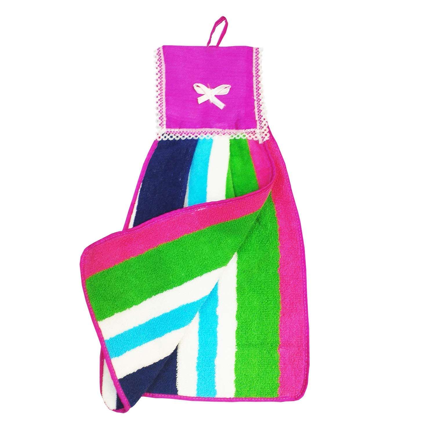 N G Products Double Sided Printed Soft Cotton Hanging Hand Towel Napkin for Wash and Kitchen Basin (Multicolor) - Pack of 3 2