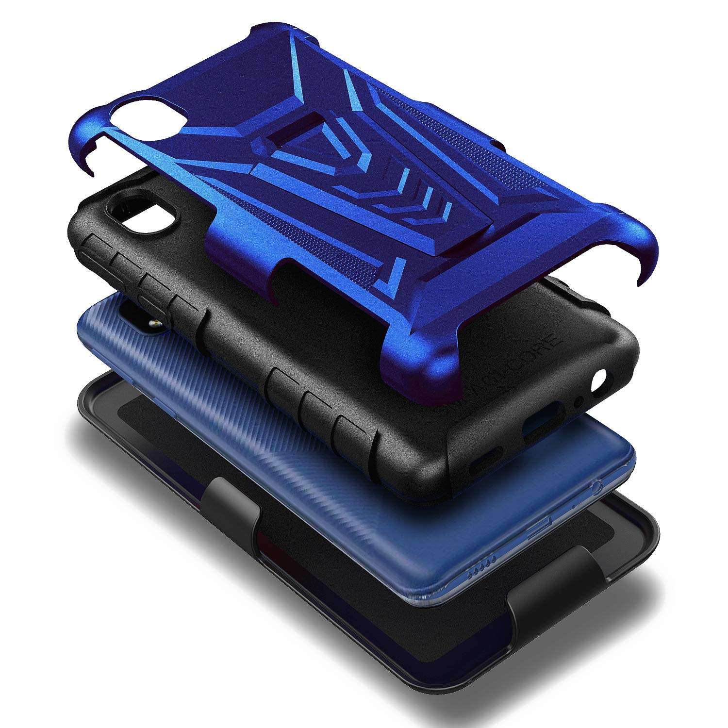 NZND Case for Samsung Galaxy A01 Core/M01 Core (Not Fit A01) with Tempered Glass Screen Protector (Full Coverage), Belt Clip Holster with Built-in Kickstand, Heavy Duty Protective Case (Blue) 4