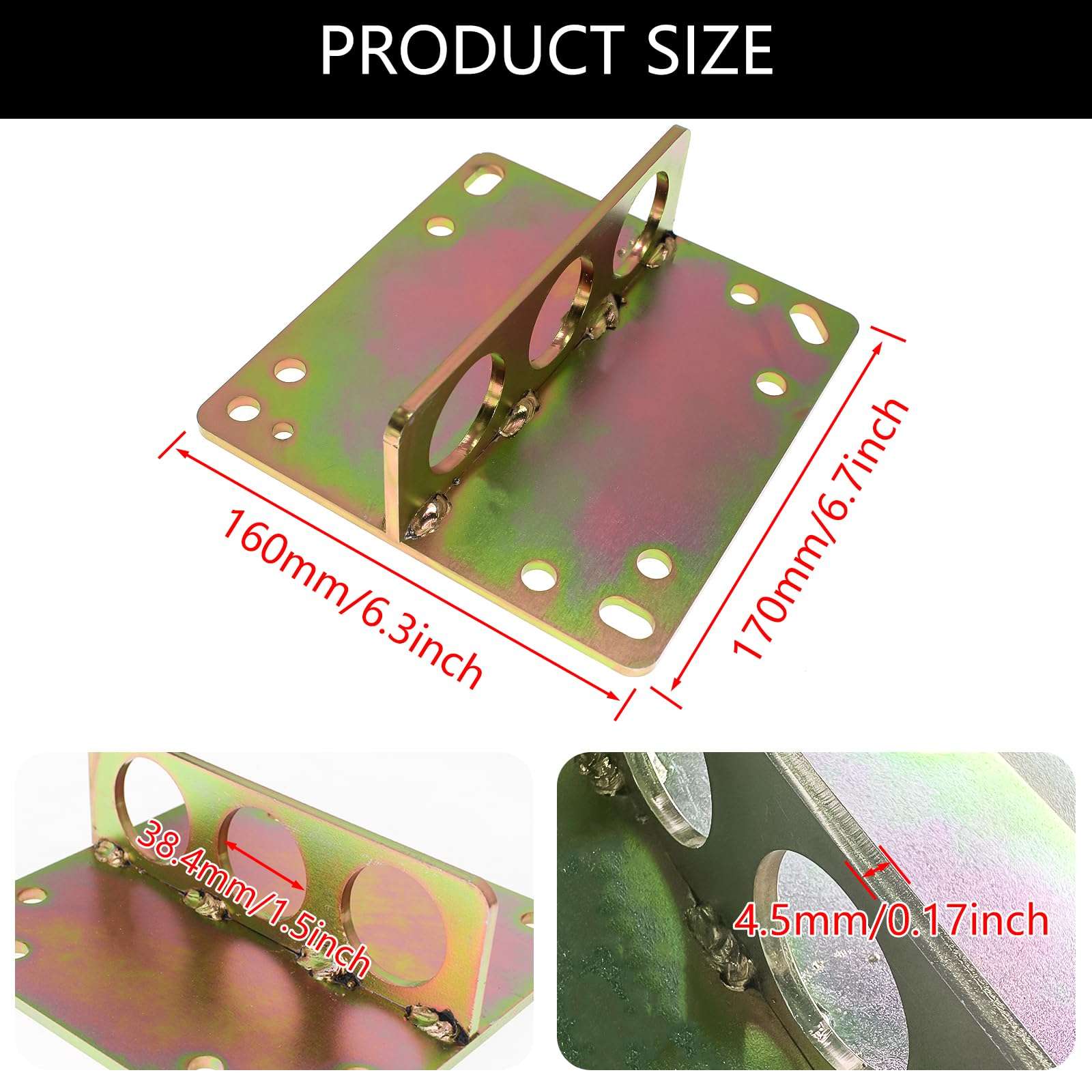 GOOFOUND 1/2 Ton (1,000 lbs.) Capacity Universal Engine Lift Plate , Sturdy Steel Construction for Easy Installation, Gold 3