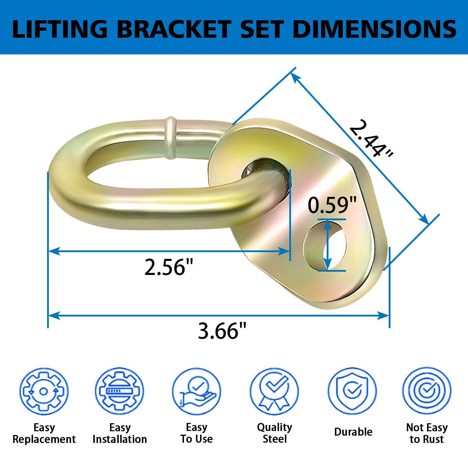 7100 Engine Lift Bracket 5500 lb Capacity Engine Lifting Brackets, Engine Support bar for Using with Engine Hoist Leveler and Lifting Sling Rigging Engine Stand (Gold, Pack 4) 2