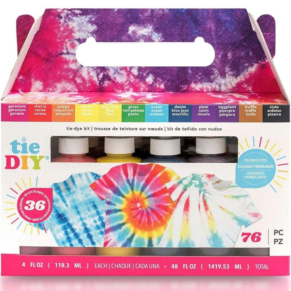 American Crafts 12 Assorted Colors in 4 oz. Bottles 36 Projects TIE DYE KIT Vivid, 53346 3
