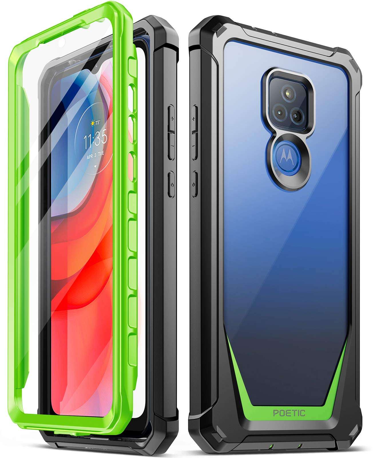 Poetic Guardian Series Case Designed for Motorola Moto G Play (2021), Full-Body Hybrid Shockproof Bumper Clear Protective Cover Case, Built-in Screen Protector, Blue/Clear 1