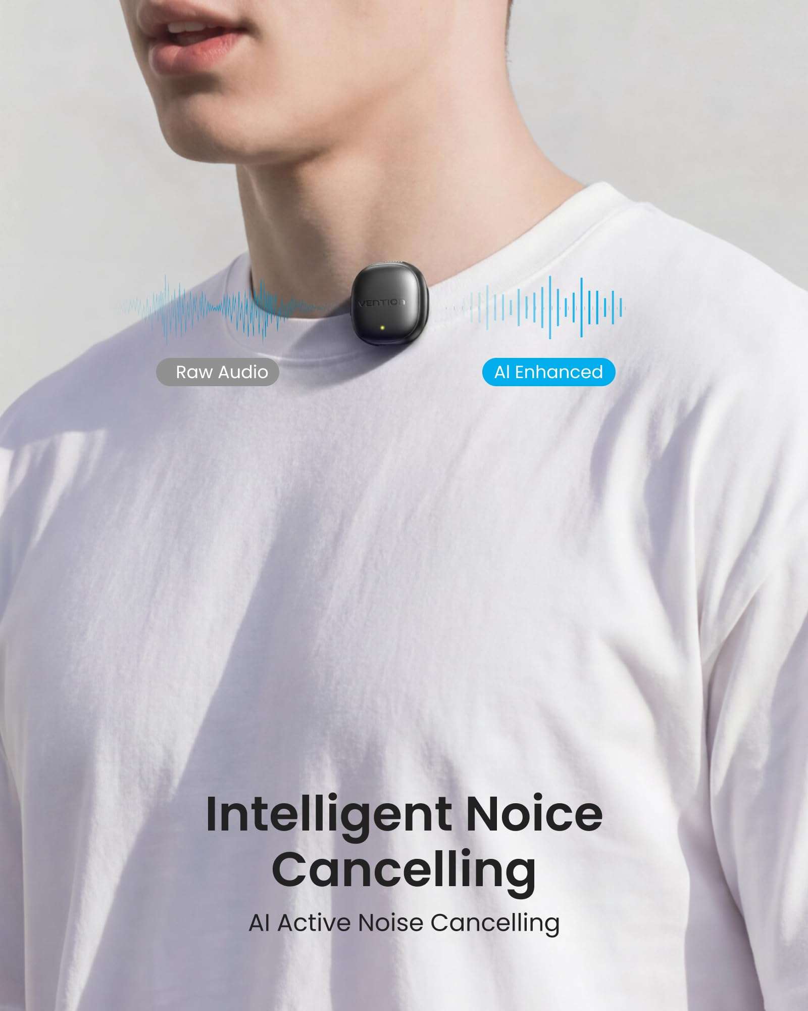 VENTION Mini Wireless Microphone for iPhone 17/16/15 Pro Max, USB C Bluetooth Microphone for Android/Camera, Ai Noise Cancelling Lavalier Mic with 24H Charging Case for Video Recording Vlogging 5