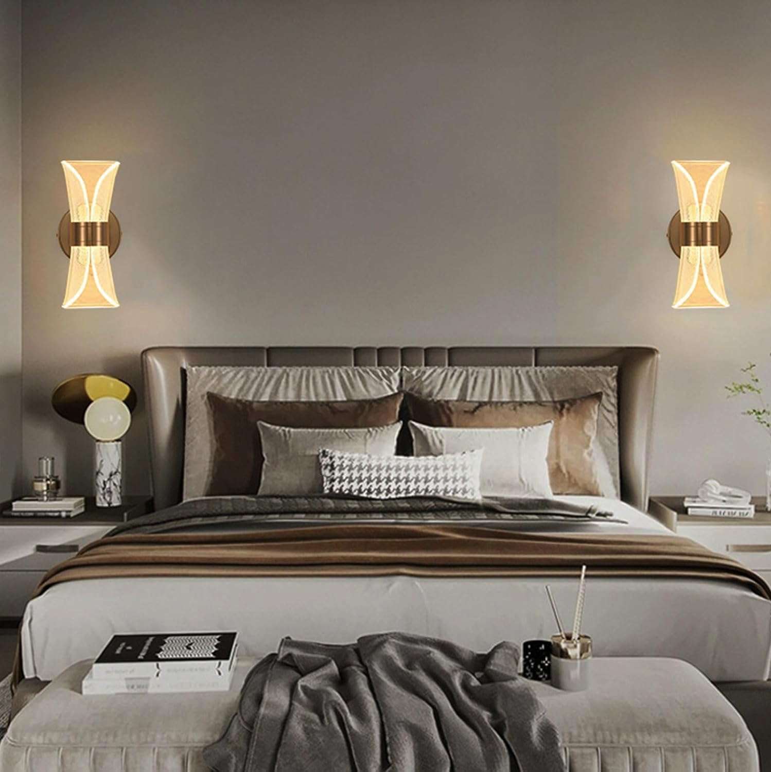 Groeien 12W | 3 Color LED Nordic Sconce Golden Mesh Transparent Indoor Home Acrylic Wall Lamp for Bedroom Living Room Corridor Lighting Fixtures Wall Mount(Warm+Natural+Coolwhite) 5