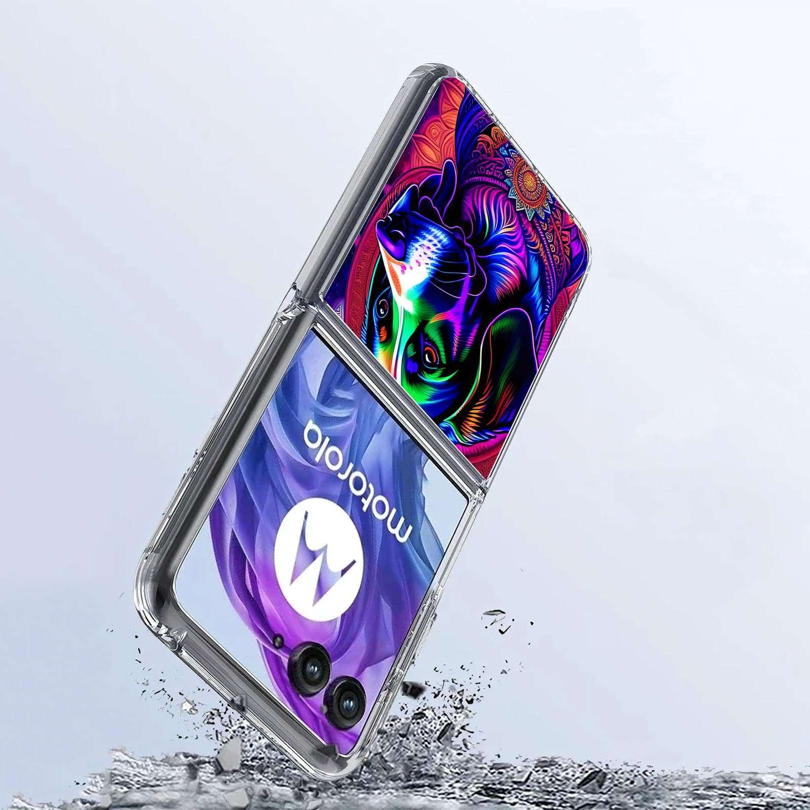 Bcov Case for Motorola Razr Plus 2024,Floral Dog Mandala Anti-Scratch Solid Hard case Protective Shookproof Phone Cover for Motorola Razr Plus 2024/Razr+ 2024 3