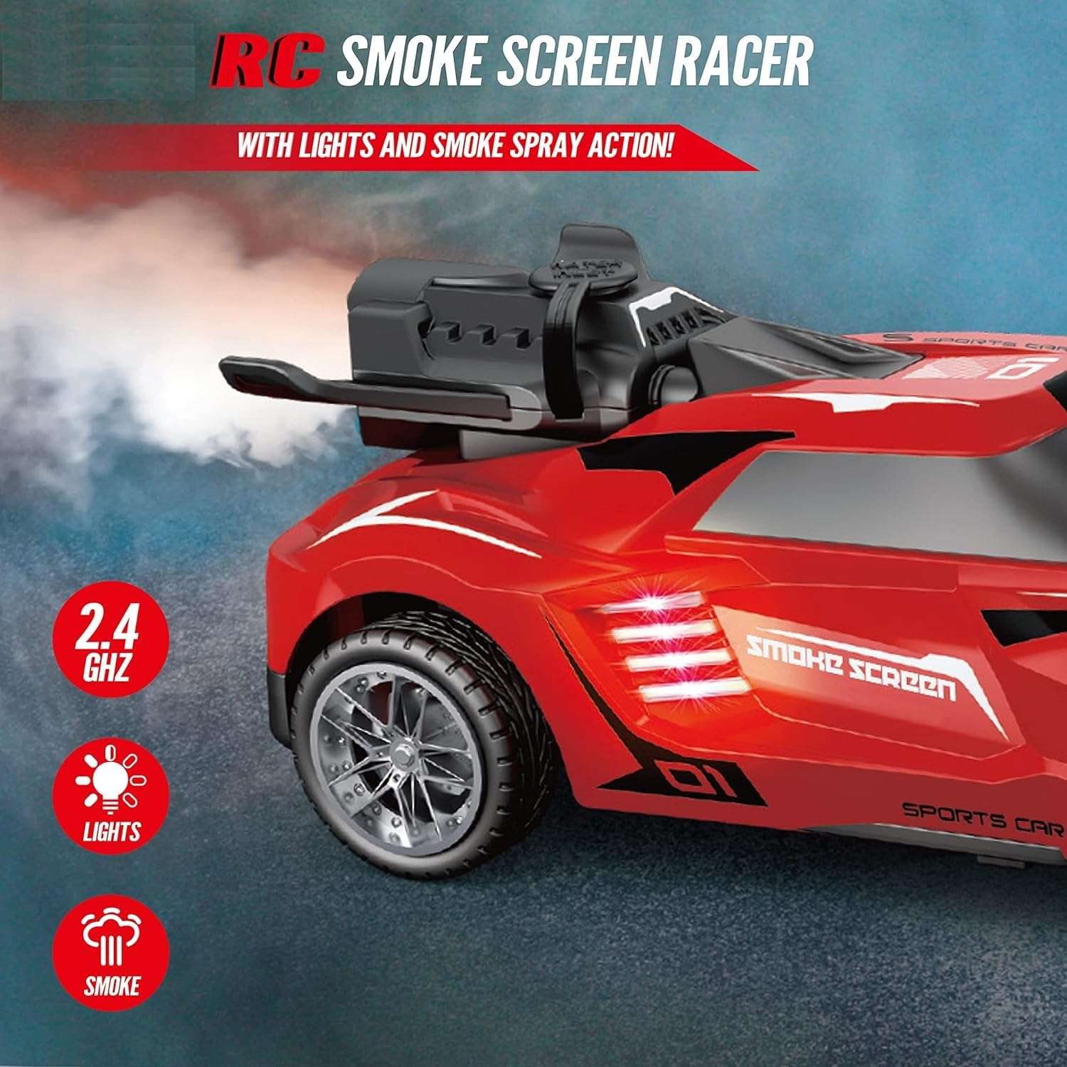 VELOCIOUS® Remote Control Car, Smoke Screen Racer, 2.4 GHz RC Vehicle with Spraying Mist & Light for Kids, Sport Racing Hobby Toy for Boys & Girls 2