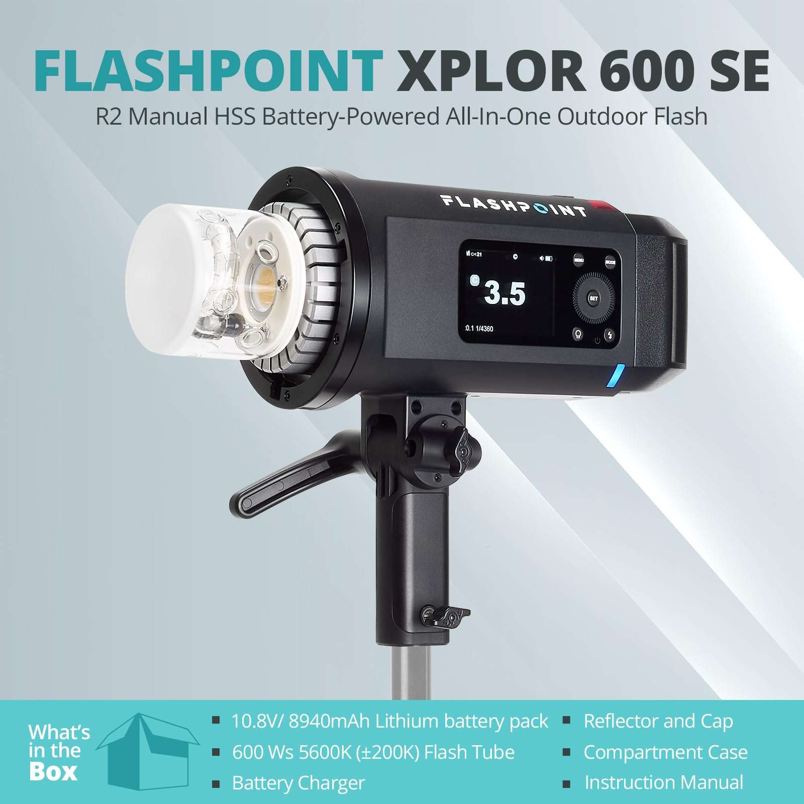 Flashpoint XPLOR 600 SE AD600BMII R2 Manual HSS 600Ws Outdoor Studio Flash Strobe Monolight Light 8940mAh Battery (Godox AD600BM Upgraded) 2