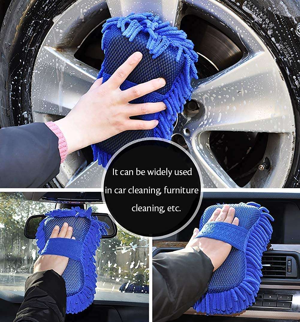 Zusaca Multipurpose Microfiber Wash and Dry Cleaning Sponge Washing and Cleaning Duster with Smooth Microfibers and Hand Grip Elastic (1 Pcs.) 6