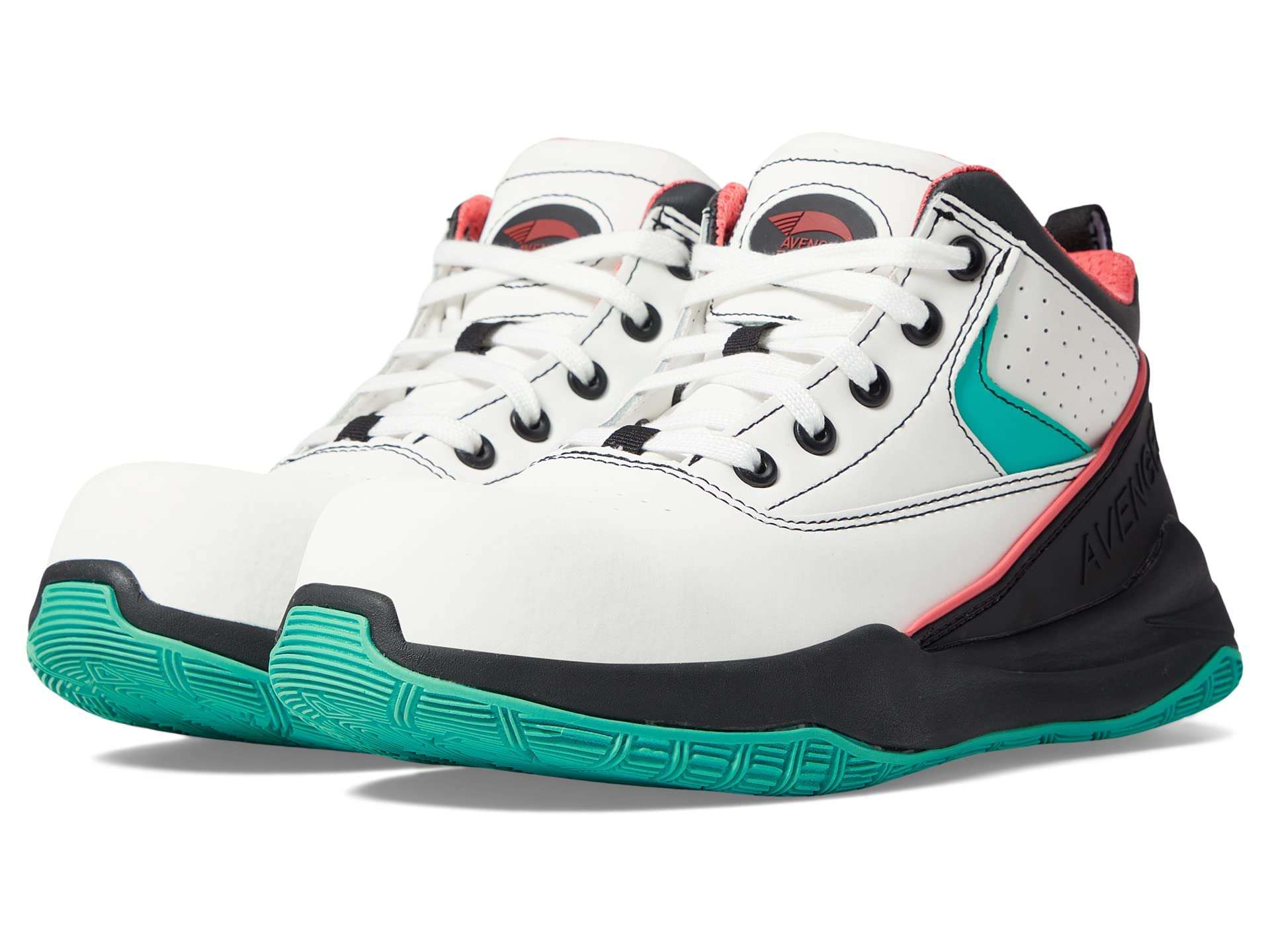 Avenger Work Boots Reaction Women’s Shoes – Action Nubuck Upper – Lace Closure – Round Toe Silhouette White/Green 9.5 D - Wide 1