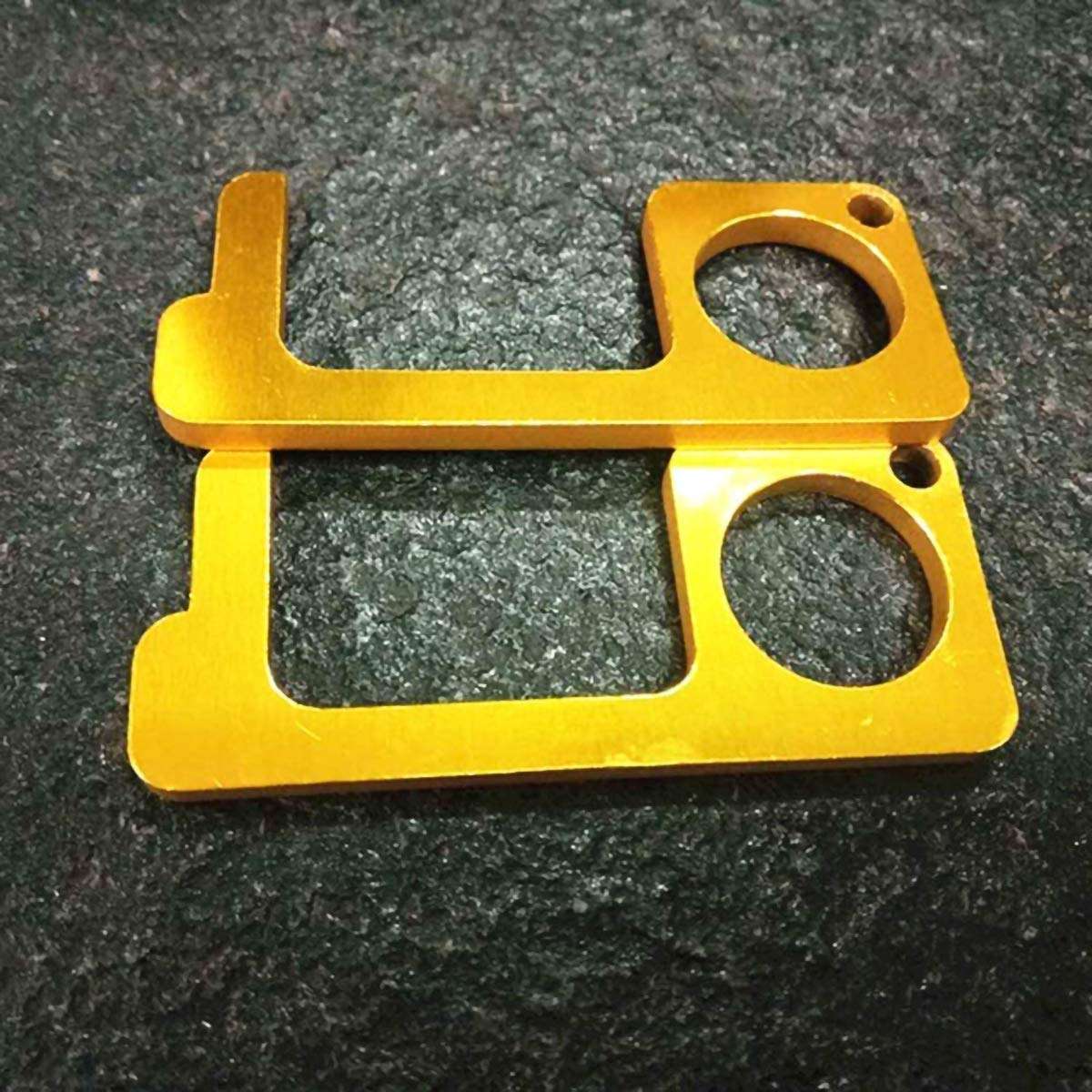 2-Pack Handheld Non-Contact Door Opener Stylus Keychain Pendant Multi-tool Accessories Door Handle Aids Tool (Gold) 6