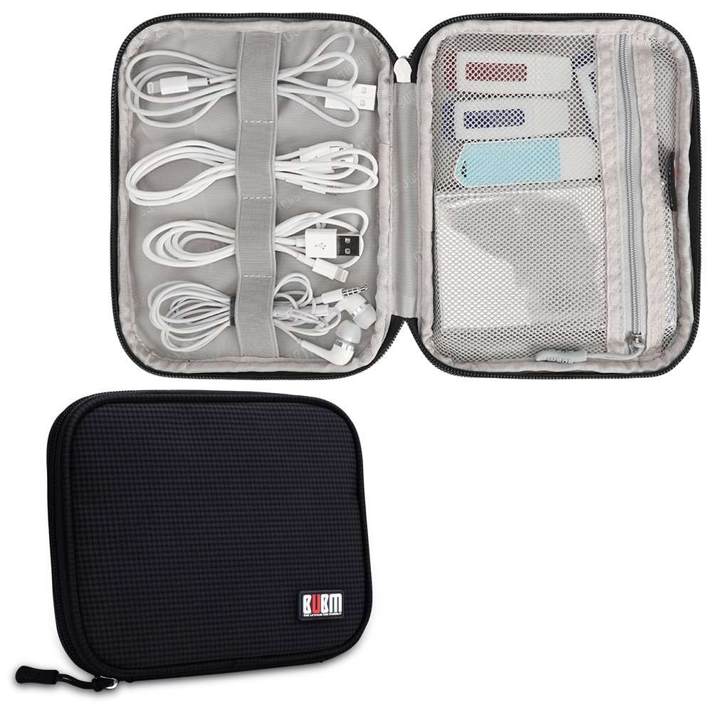 Travel Cable Organizer, BUBM Electronics Bag for Cords,Flash Drive, Power Bank(Black) 1