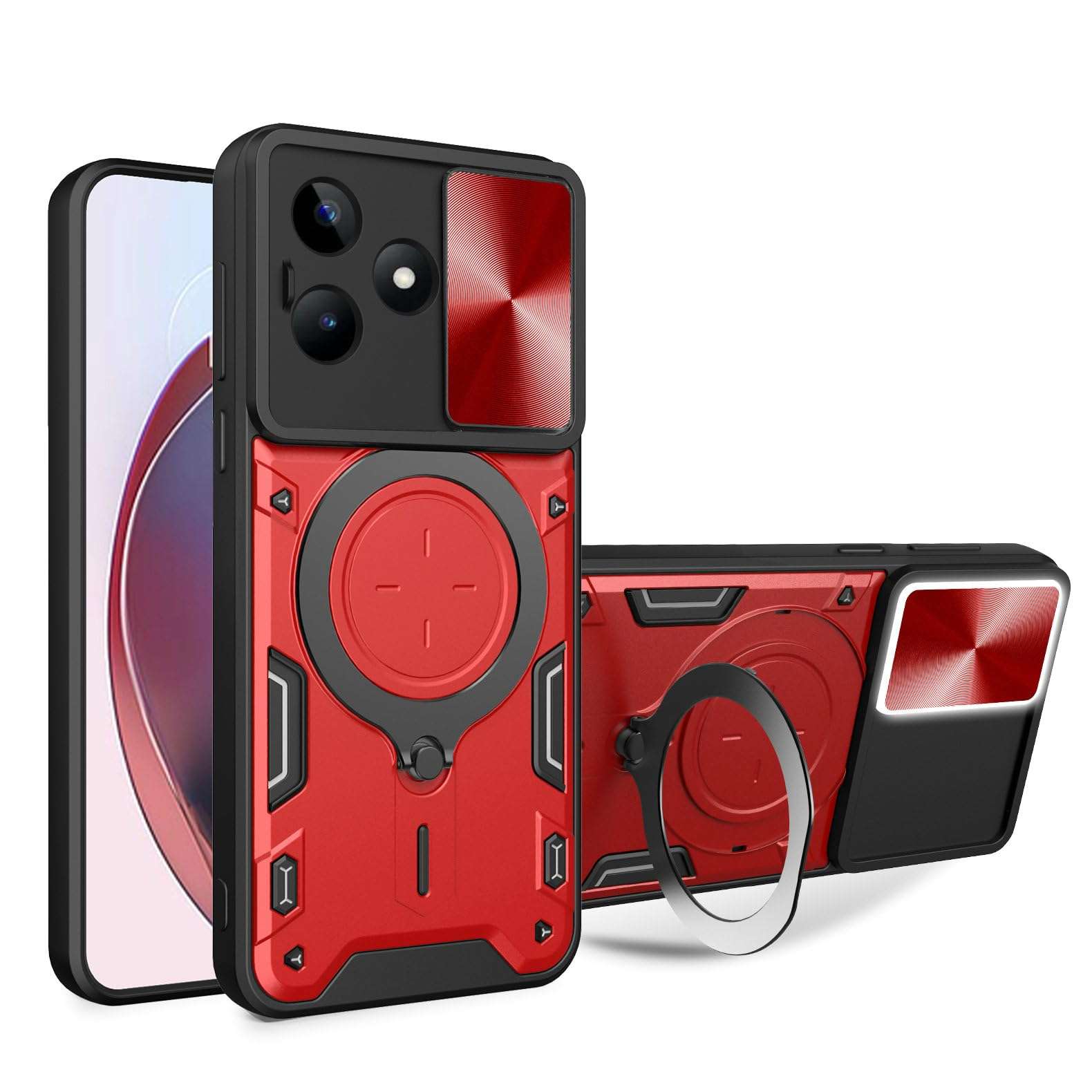 Kukoufey Compatible with Infinix Hot 30 4G Case,with Slide Camera Lens Cover Compatible with Infinix Hot 30 4G X6831 Case Red 1