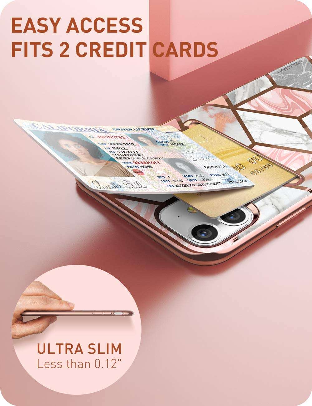 i-Blason Cosmo Wallet Slim Designer Wallet Case for iPhone 12 Mini (2020), 5.4", Marble 3