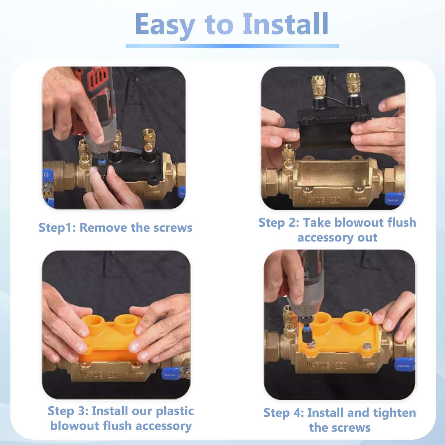 Ezbzyz RK1-350BOF Blow Out Flush - Fittings and O-Rings - Lawn & Garden Repair Kit - For 1" Wilkins 350 350XL Series Double Check Backflow 4