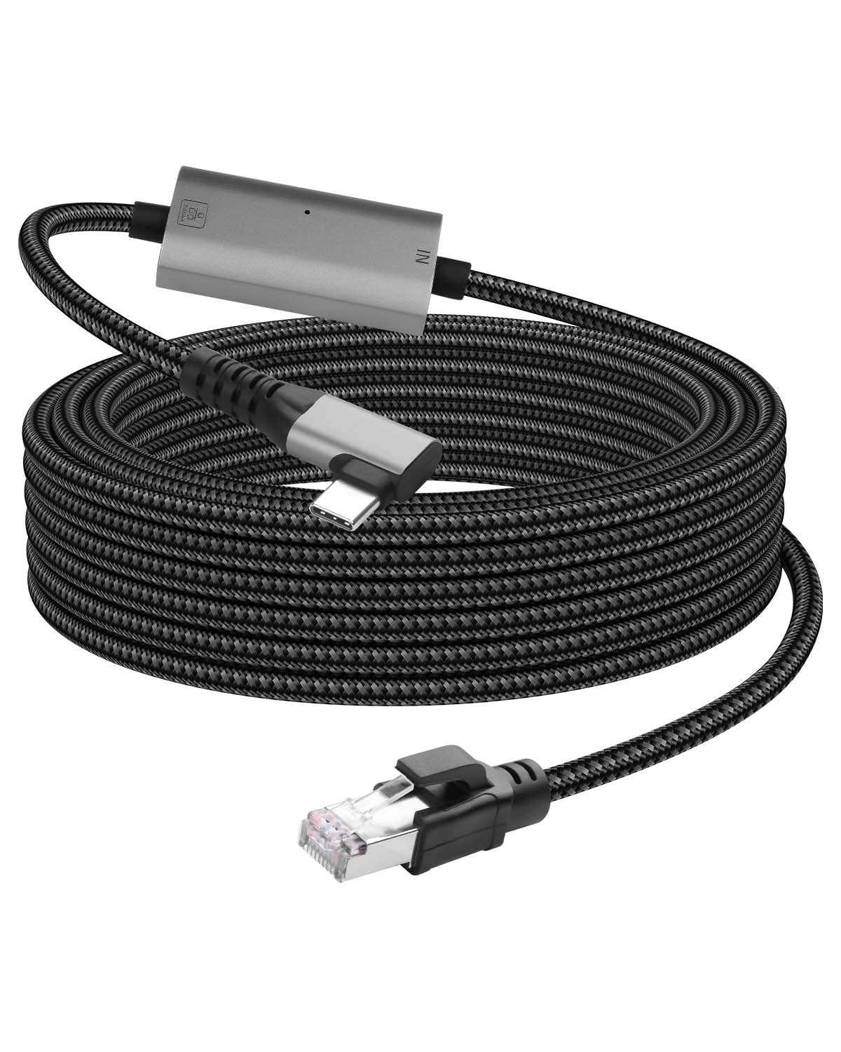 CERRXIAN USB C to 2.5 Gbps Ethernet Cable 6.5 FT, Gigabit RJ45 LAN to 90 Degree Right Angle USB C Adapter, Directly Connected Cat Network Cable Converter to Type C Cable Support USB-C Port Laptops 1