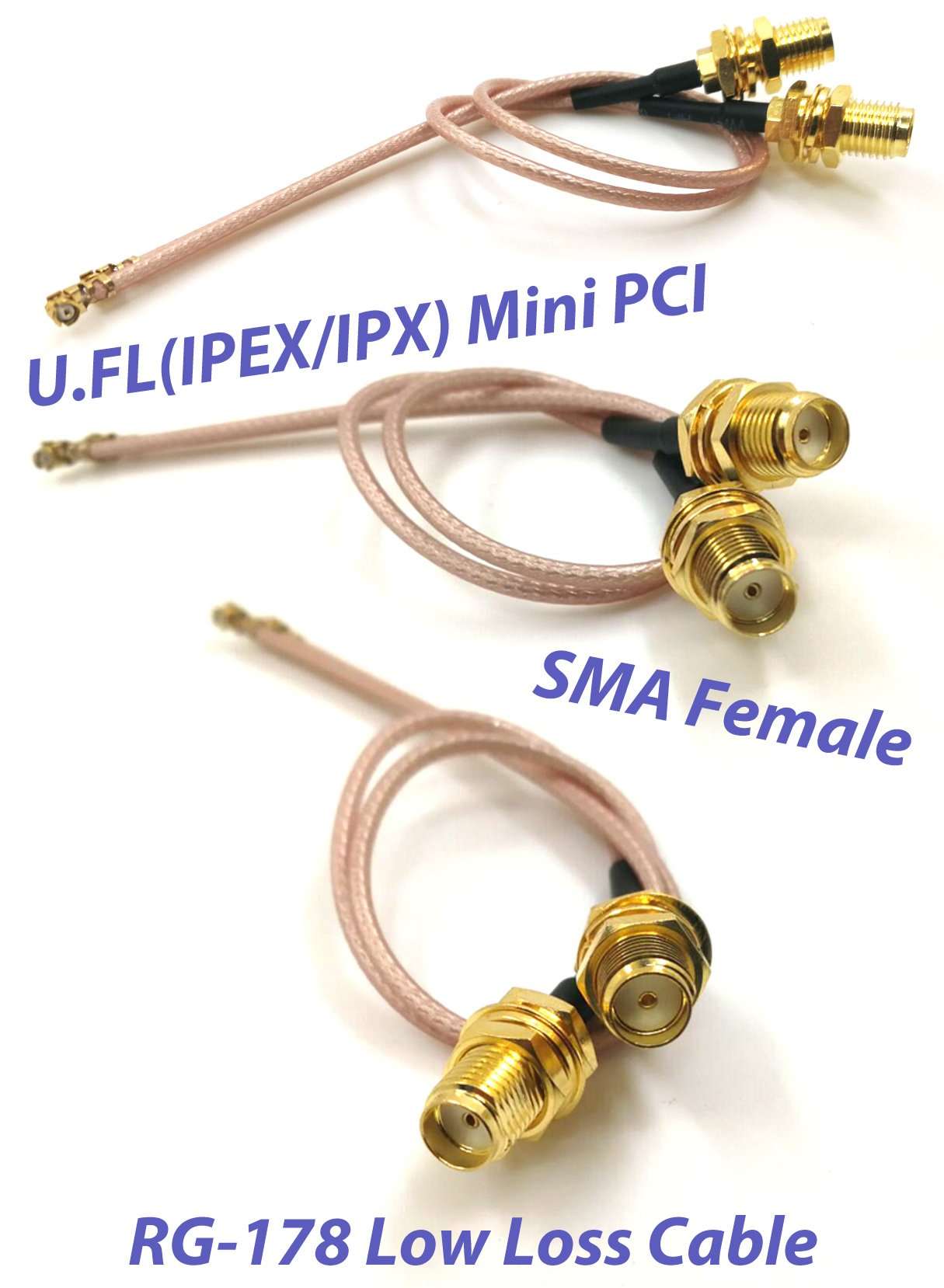 Pack of 4 RF U.FL(IPEX/IPX)Mini PCI to SMA Female Pigtail Antenna Wi-Fi Coaxial RG-178 Low Loss Cable (10 inches(25.4 cm)) 3