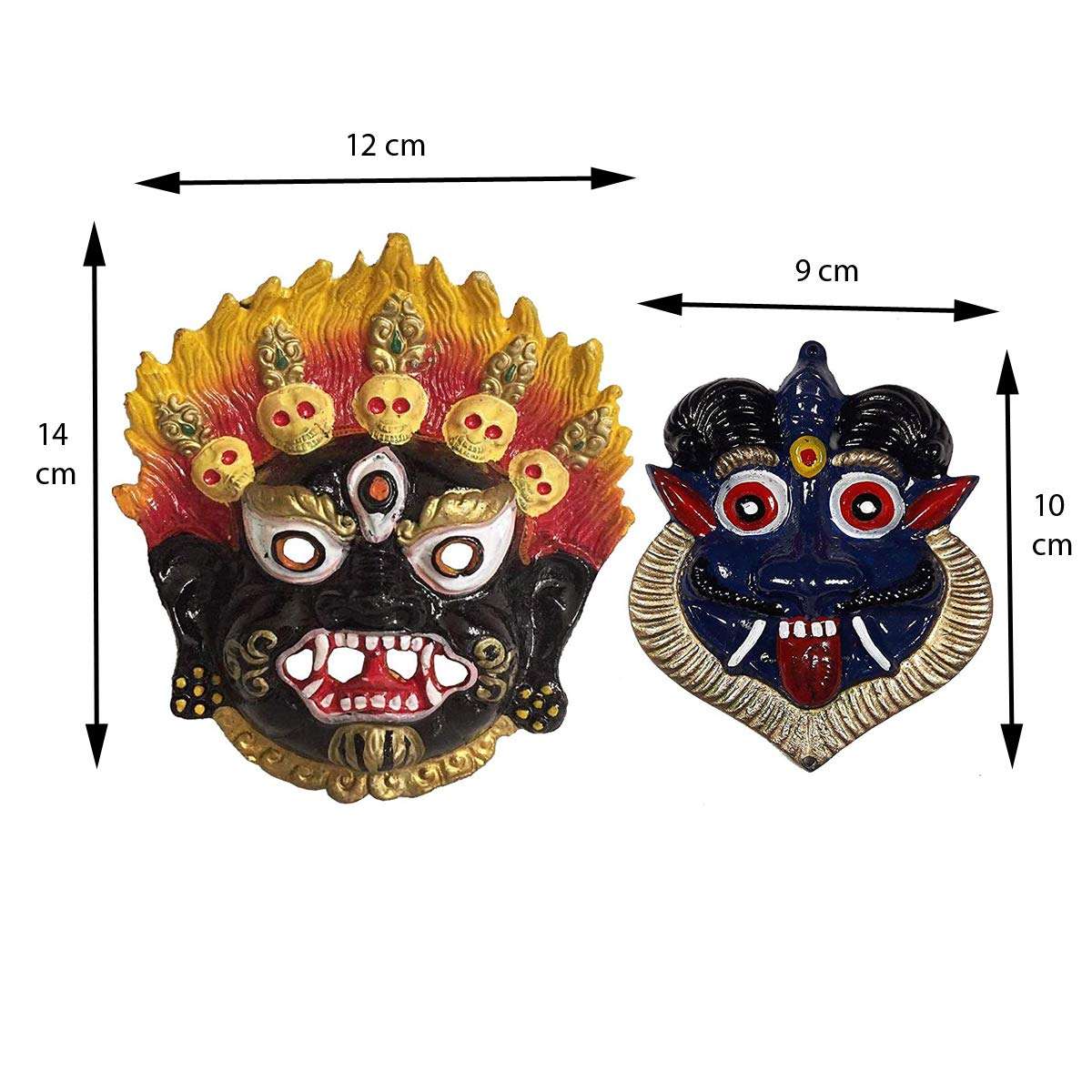 Salvus App SOLUTIONS Wall Hanging Metal Mahakal Face Mask/Nazar Battu for Evil Eye Protection, Home & Office Decor & Gift Item (Set of 2) 3