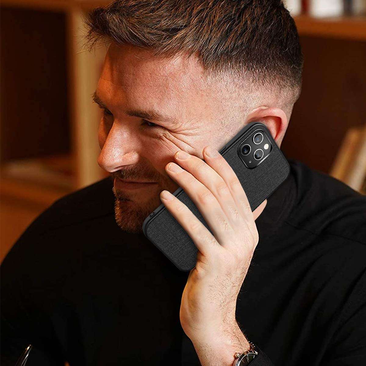 UNIOTEK Magnetic Case Compatible with iPhone 11 Pro Max,[Invisible Metal Plate Support Magnetic Car Mount][Soft Silicone Bumper&Fabric Texture Back] Shockproof Ultra Slim Protective Cover-Black 5