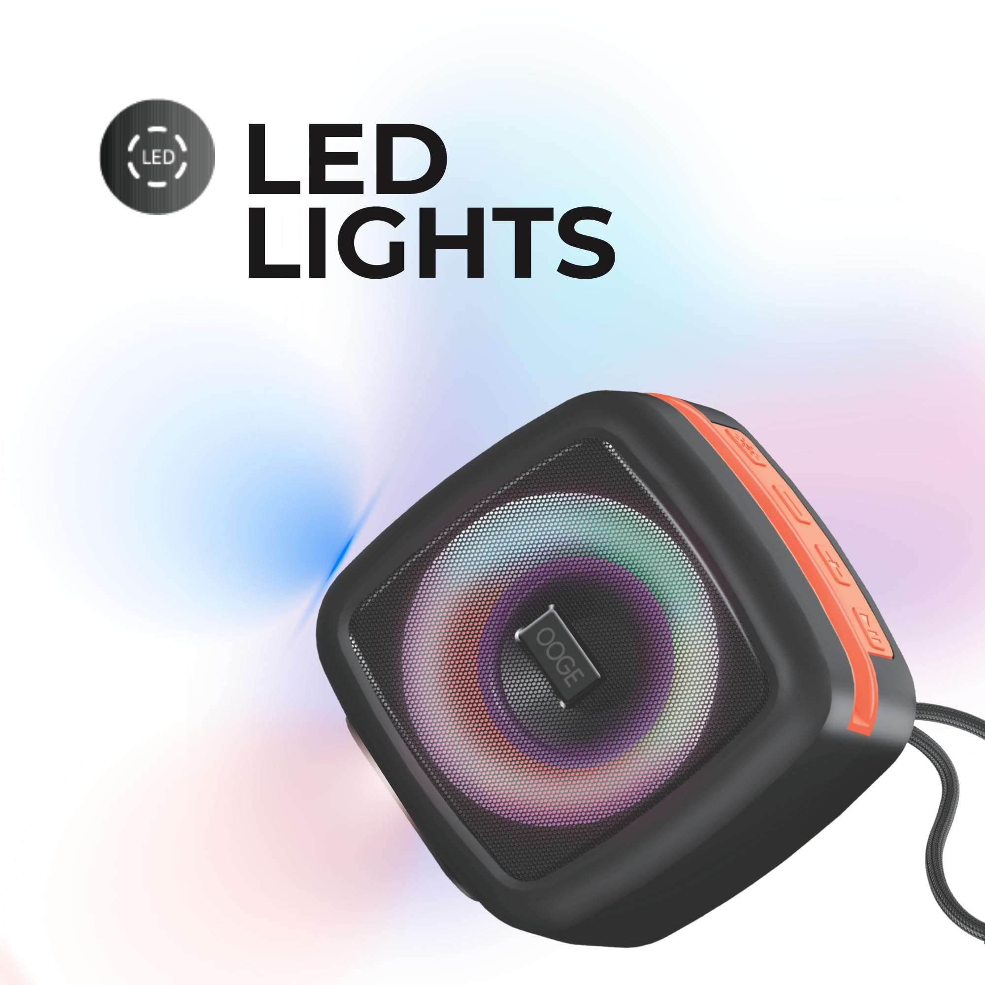 OOGE Vibebox 1000 Bluetooth Speaker | 7W Wireless Speaker with AUX & USB Port | RGB Lights | Type-C Charging | Bluetooth 5.3 | Deep Bass | Compact & Stylish | Black 5