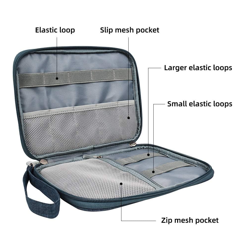 GANAMODA Small Electronic Organizer Travel Cable Bag, Portable Tech Accessories Case for Phone, Cord, Charger, Hard Drives, Gadgets, Navy Blue 5