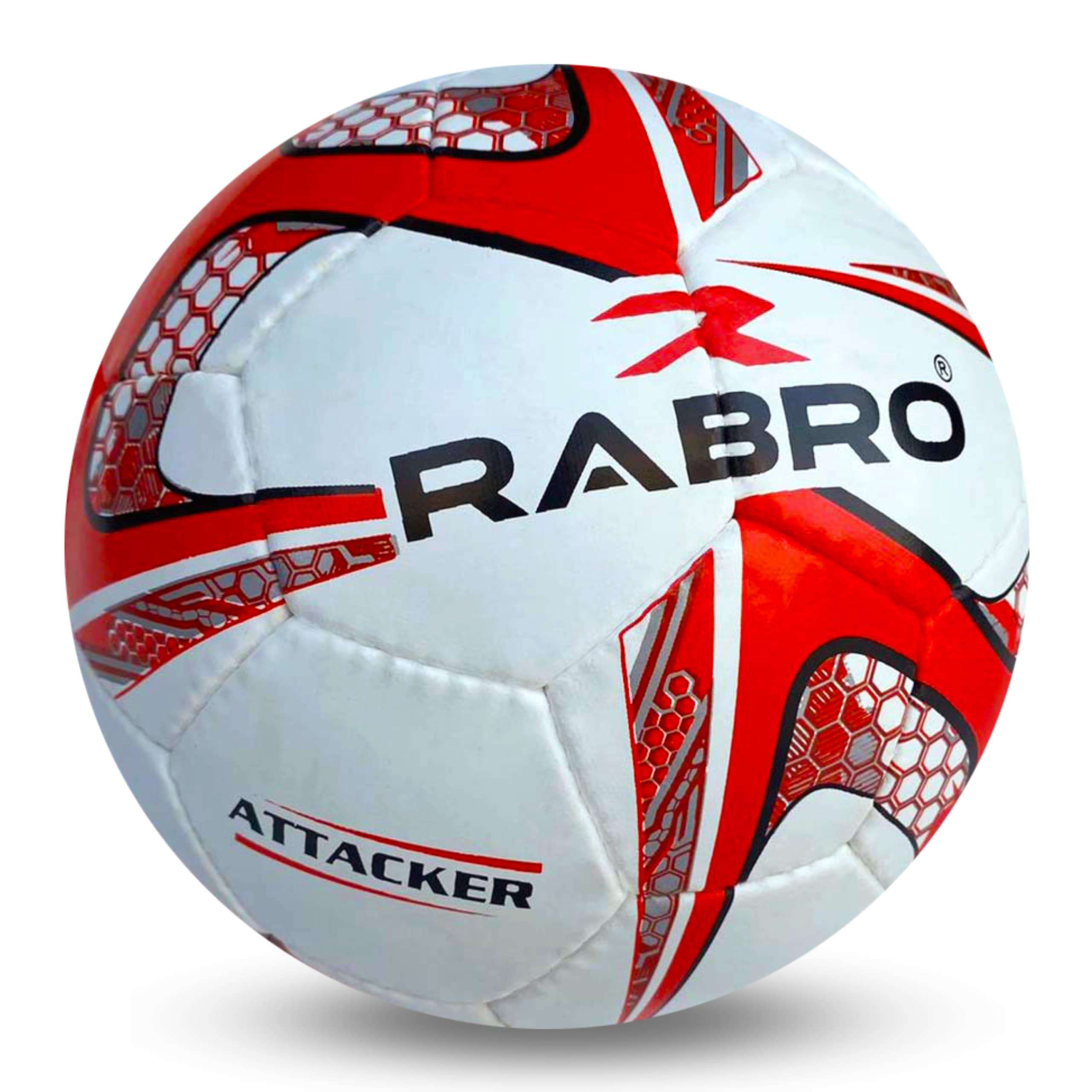 RABRO Attacker Synthetic Rubber Football / Soccer Ball (Size 4, White Red) 1
