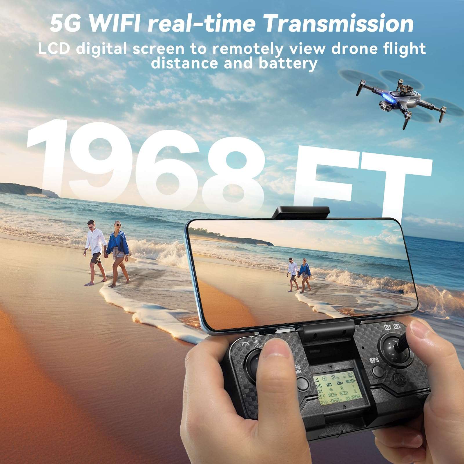 GPS Drones with 4K Camera for Adults Under 249g, P17 Drone with Brushless Motor 5G Transmission, 3 Batteries, Follow Me, Smart Return Home, Foldable FPV Drone for Long Distance 6