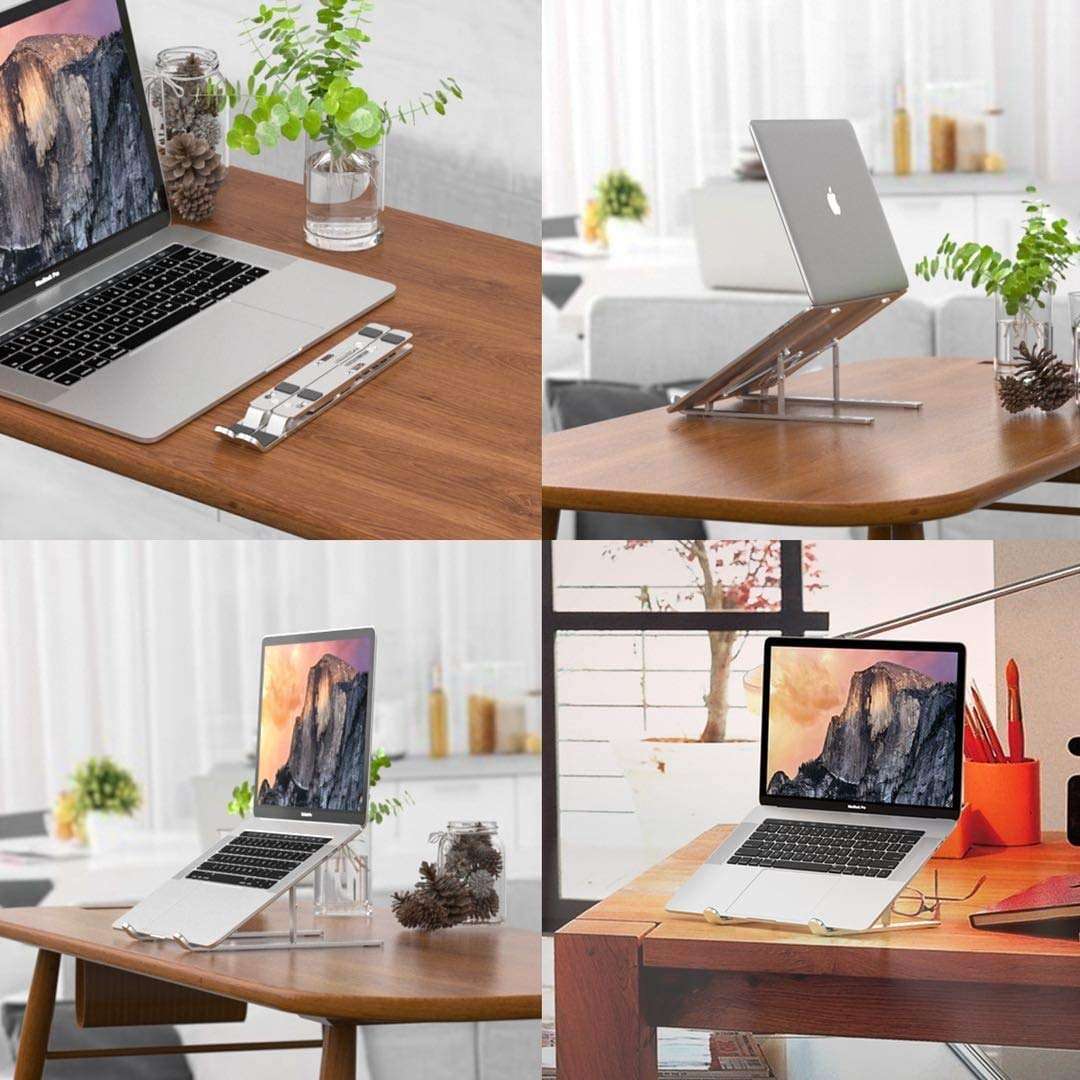 Laptop Stand for Desk with 7 Adjustable Angles, Aluminum Ergonomic Foldable Portable Compatible (Silver) 3