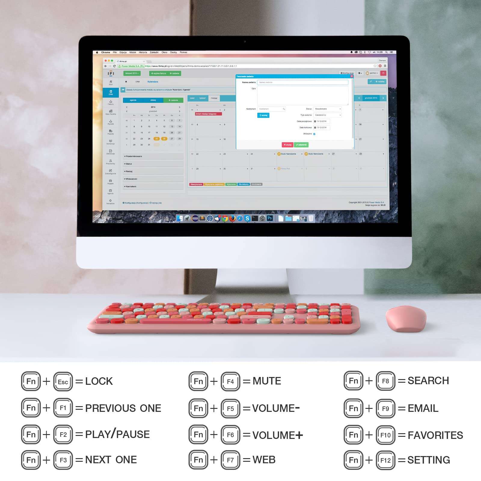 MOFII Wireless Keyboard and Mouse, Ergonomic Full Size Keyboard and Mouse Combo for Mac, Windows 7/8/10, Laptop, Desktop, PC, Computer (Pink Colorful) 6