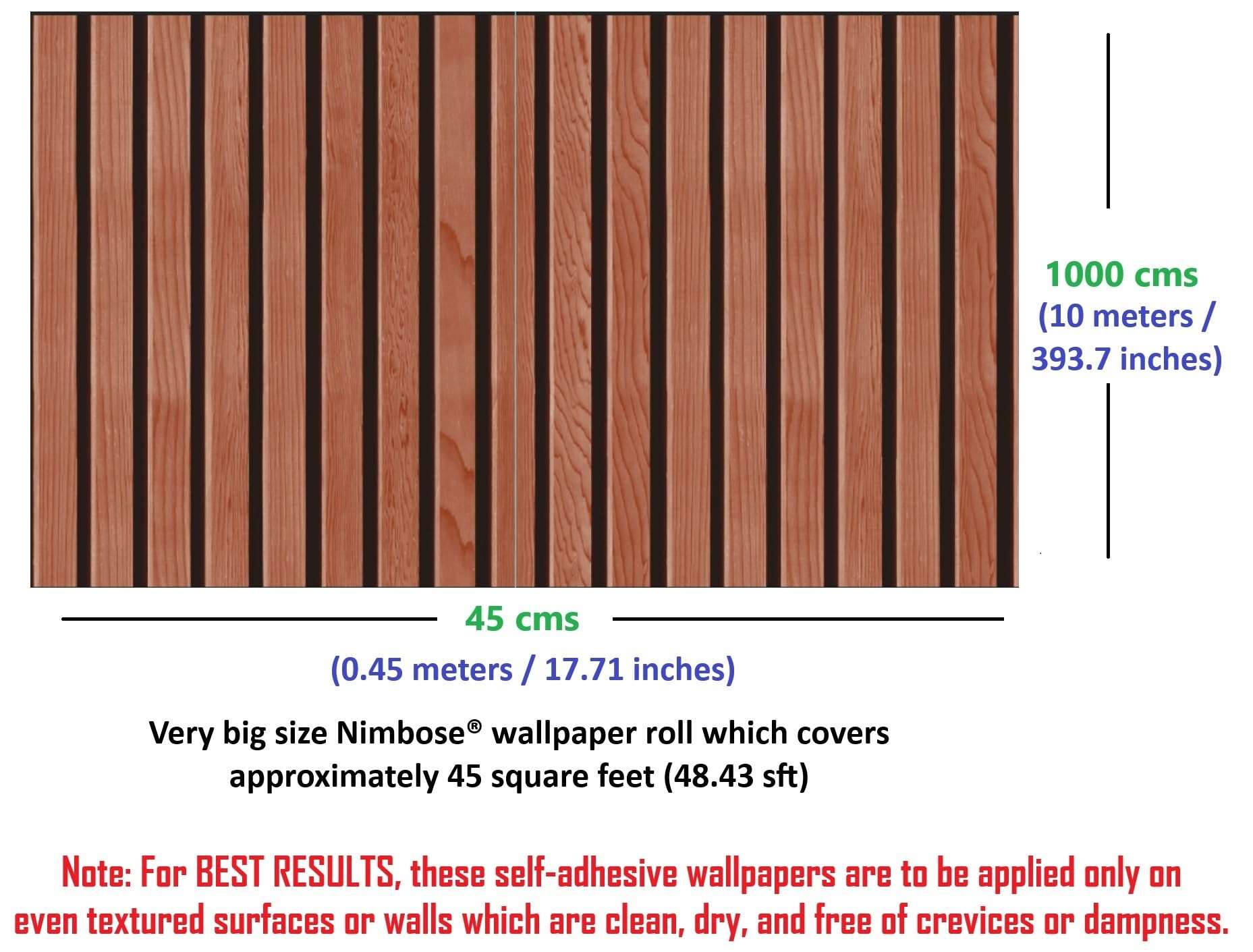 Nimbose® Wooden Wallpaper for Walls Vertical Wood Wall Stickers for Wall Decor Self Adhesive Wall Paper for Home Kitchen Living Room and Bedroom 45x1000 cm 4