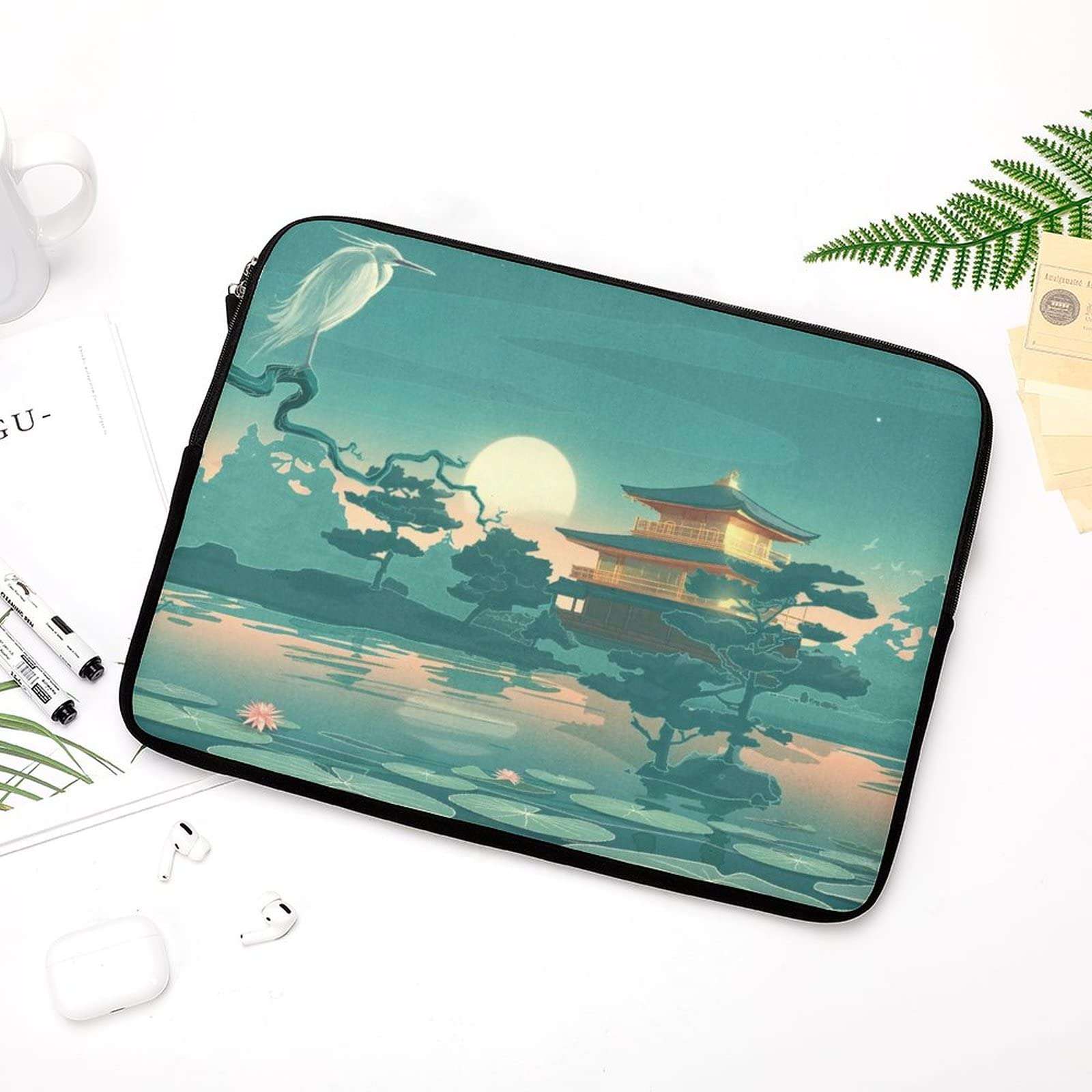 Japanese Anime Palace Moon Lotus Pond Laptop Cover Case Protective Laptop Sleeve Bag Briefcase Carrying Case for Men Women 17inch 6