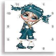 3dRose Wall Clock Silent - 15 inch - Cute Blonde Garden Glamour Girl in Turquoise Gardening Clothes - Cute Illustrations
