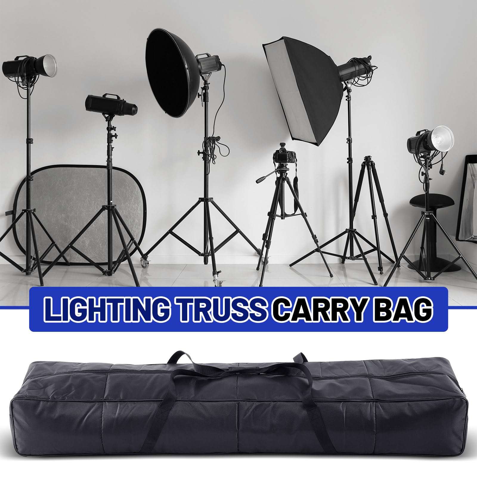 Dansydaisy 62" Speaker Light Stand Bag with Pearl Cotton Lighting Truss Carry Bag Tripod Carrying Case with Heavy Duty Handle and Double Zipper for Mic Speaker Boom Stand Tripod Photography 3